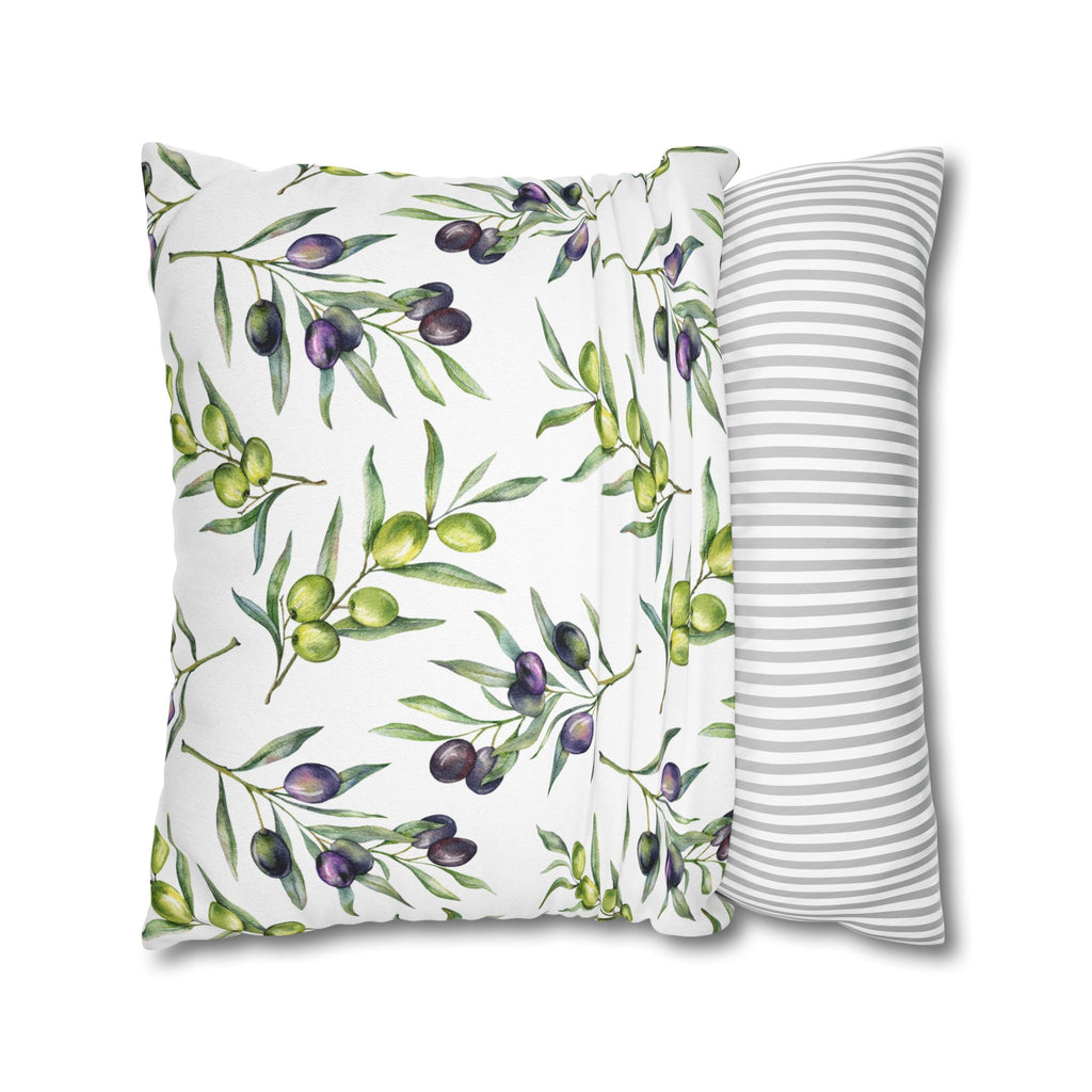 Olive Branch Decorative Pillowcase - Watercolor Mediterranean Throw Pillow Cover