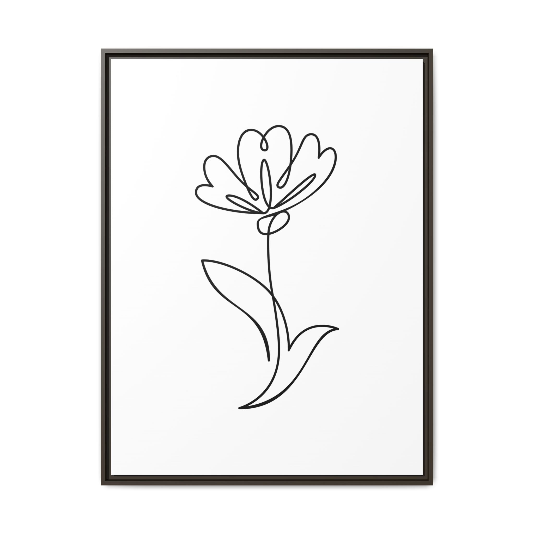 Minimal Floral Line Art Framed Canvas — Matte Multi-Color