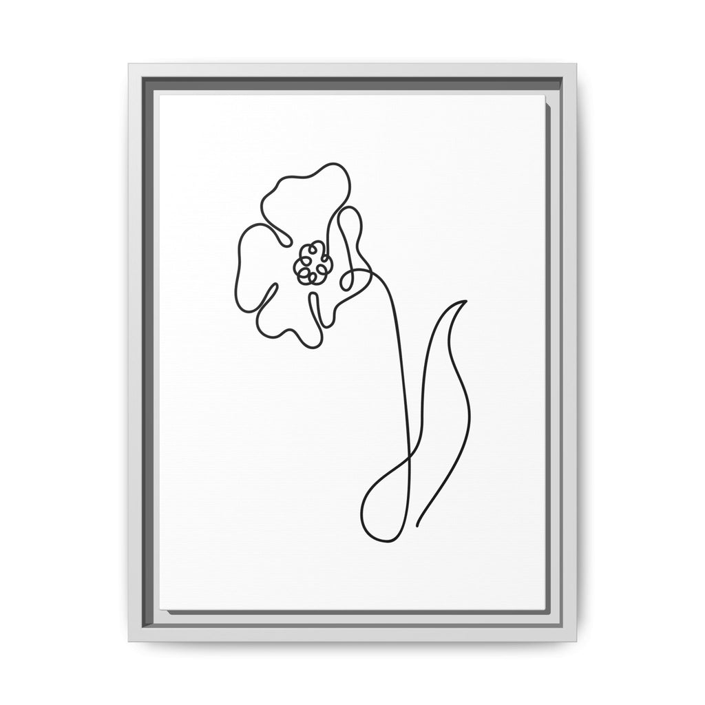 Daisy Line Art Framed Canvas Print — Minimal Botanical Wall Art