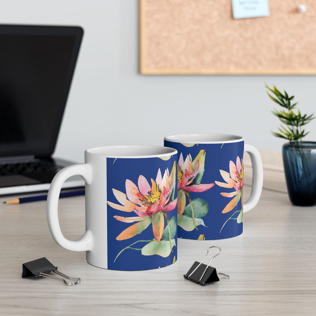 Waterlily Ceramic Coffee Mug – Floral Waterlily 11oz & 15oz Tea Cup