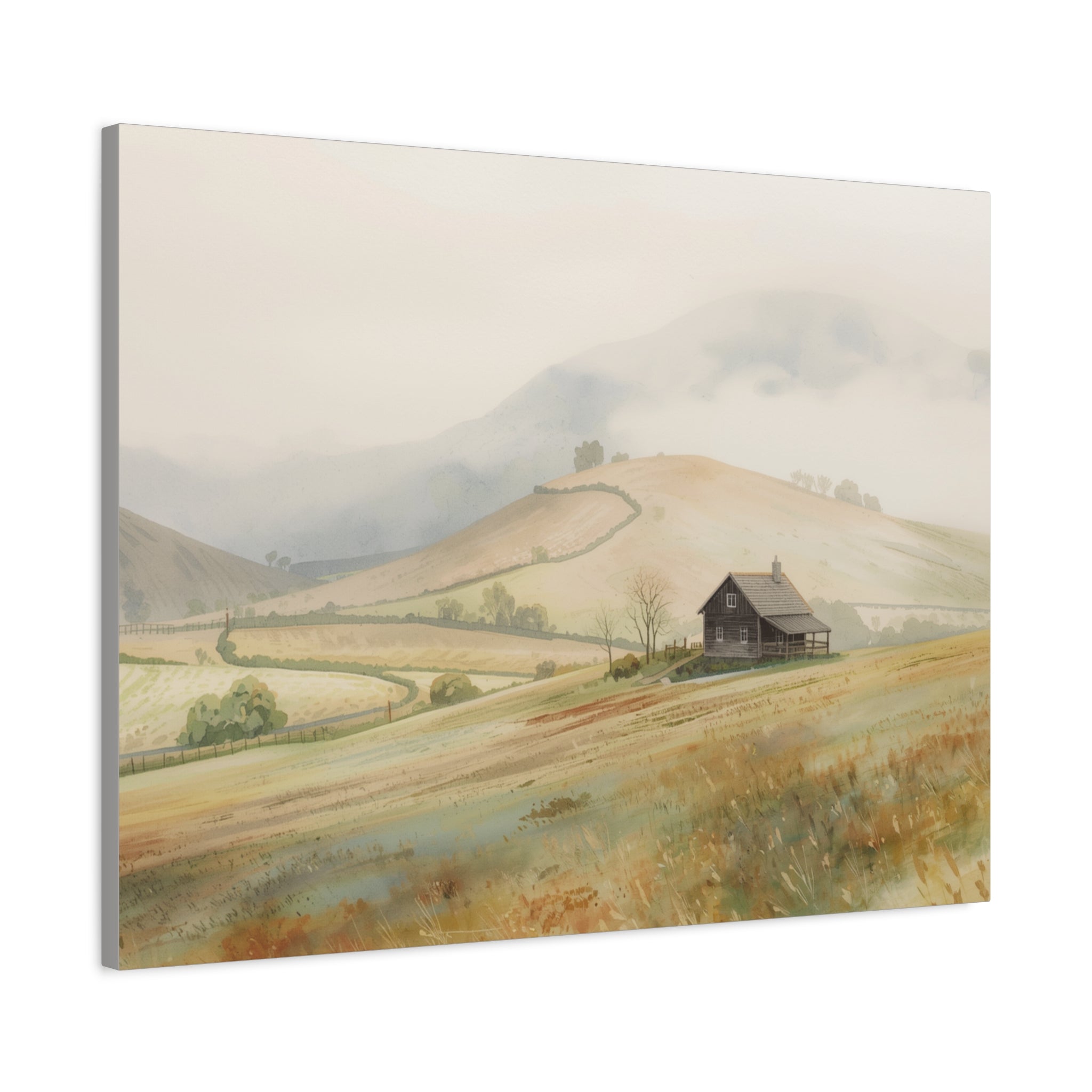 Rustic Morning Farm Landscape Canvas Print — Matte Stretched Wall Art