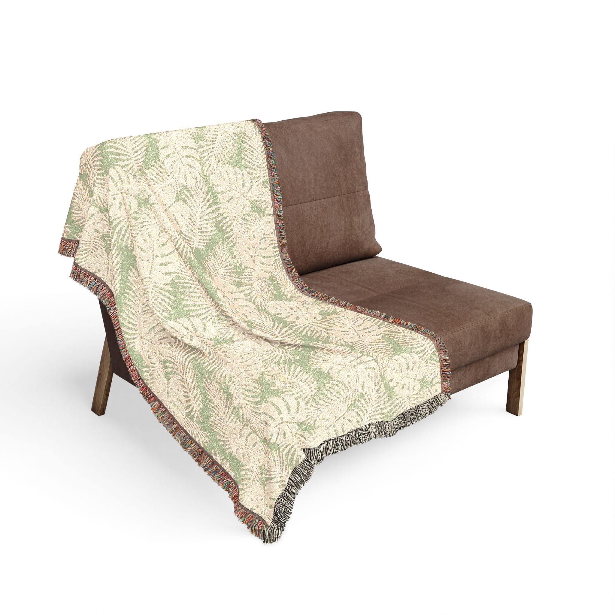 Palm Leaf Woven Blanket — Tropical Botanical Throw