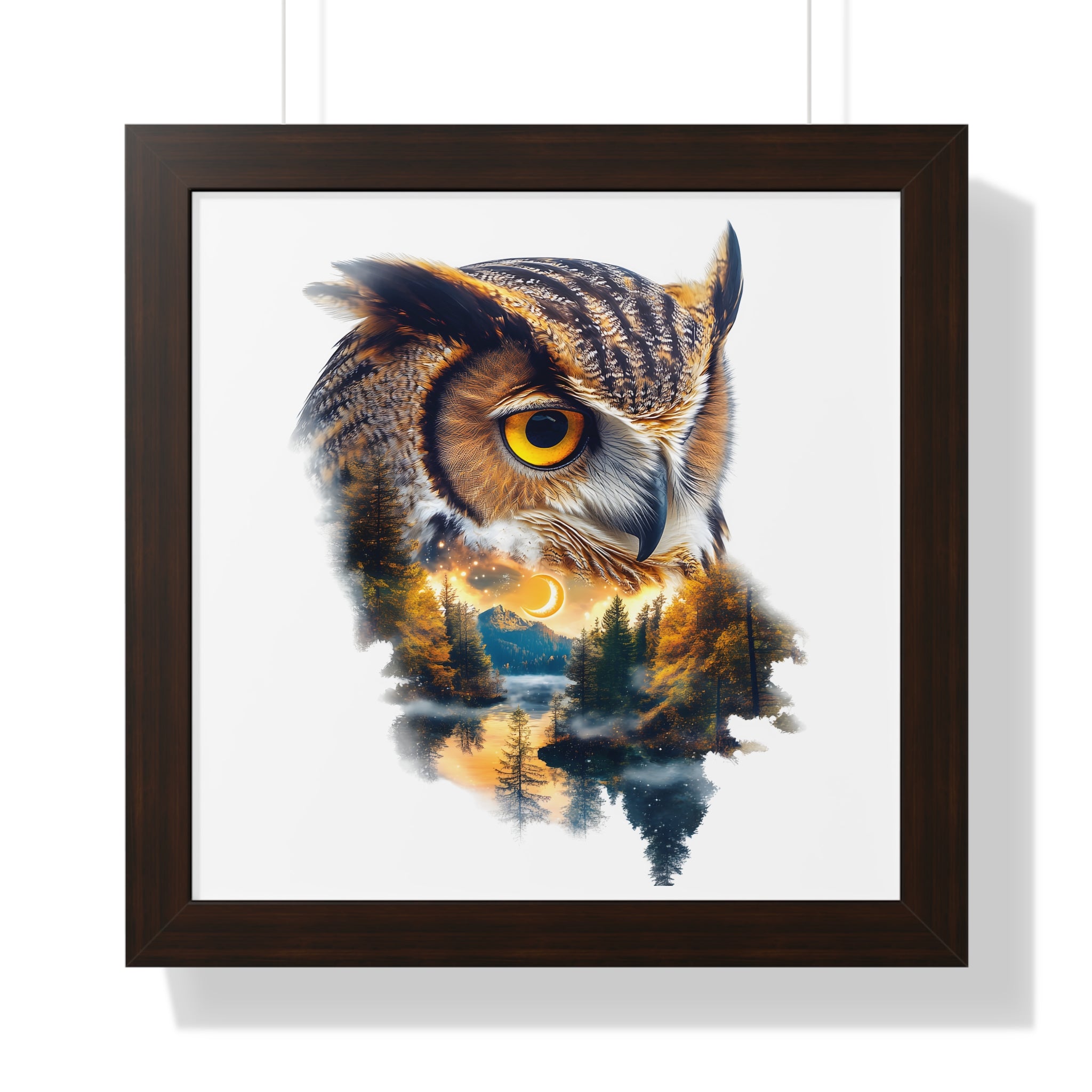 Double Exposure Owl Woodland Framed Poster