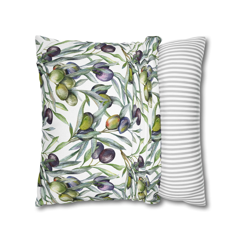 Olive Branch Decorative Pillowcase — Watercolor Mediterranean Throw Pillow Cover
