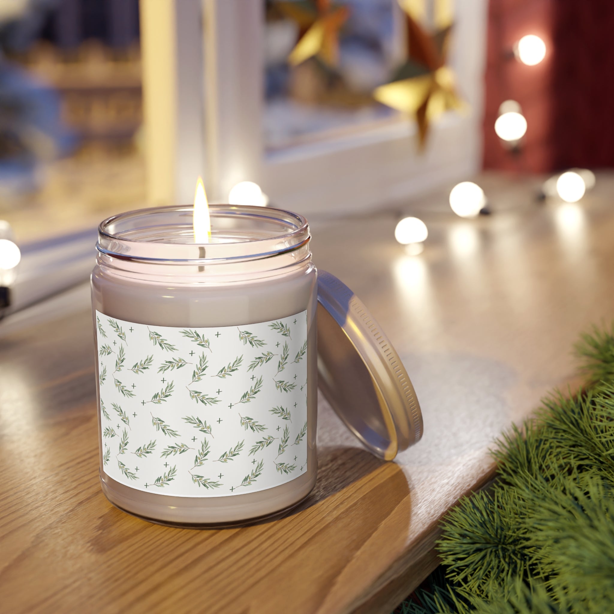 Olive Branch Soy Candle — 9oz Scented Soy Candle with White Lid