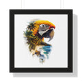 Framed Poster — Double Exposure Parrot & Tropical Island Print