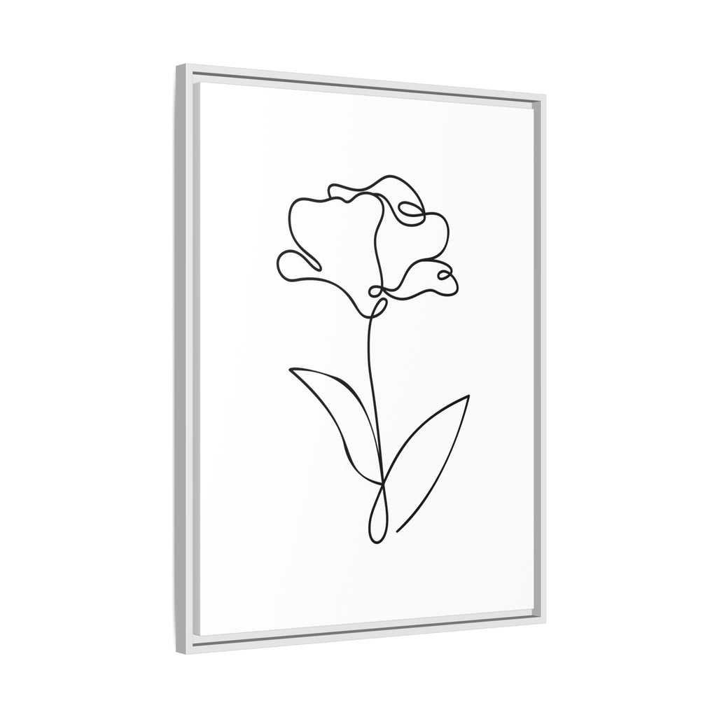 Minimal Line Art Flower Matte Canvas Framed Print