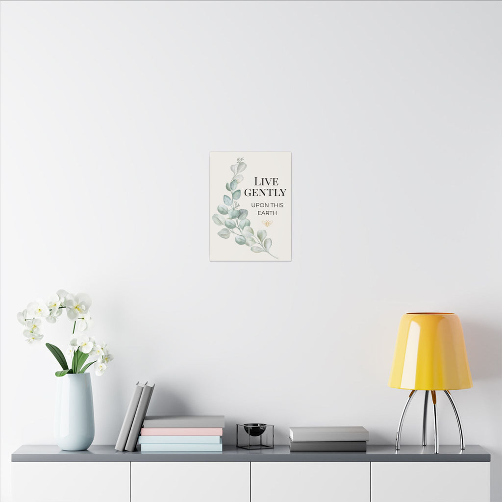 Live Gently Upon This Earth — Eucalyptus Branch Slow Living Canvas