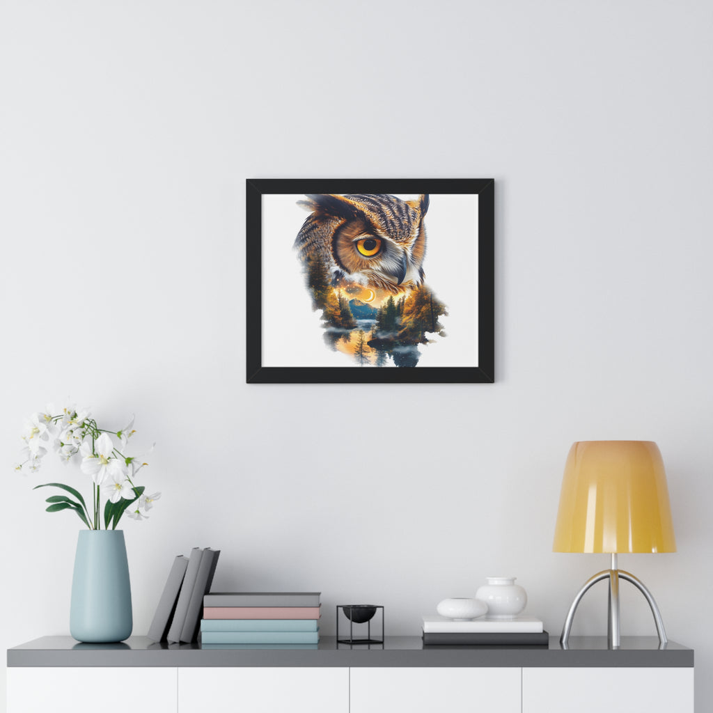 Double Exposure Owl Woodland Framed Poster