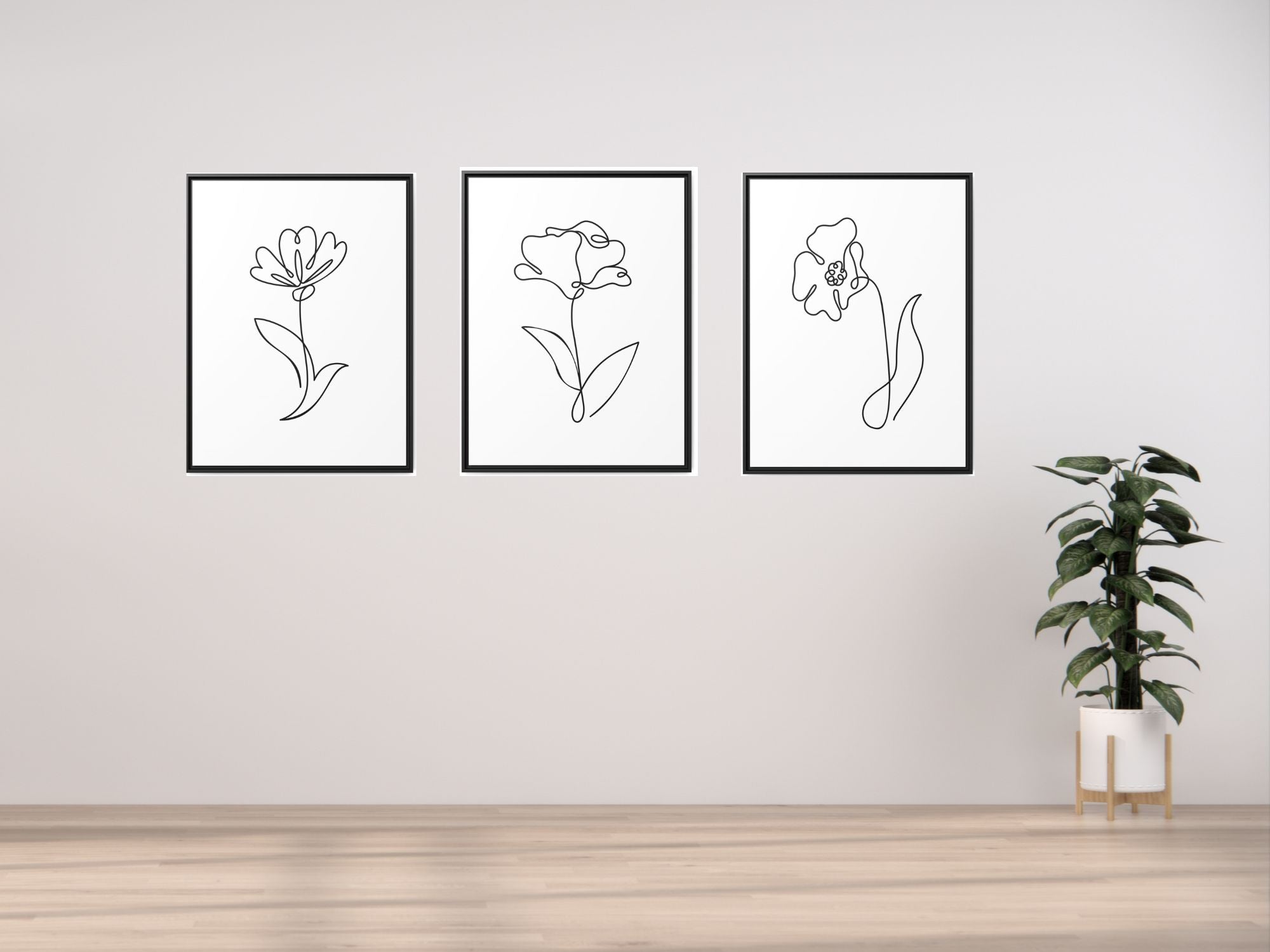 Minimal Line Art Floral Print Set Of 3