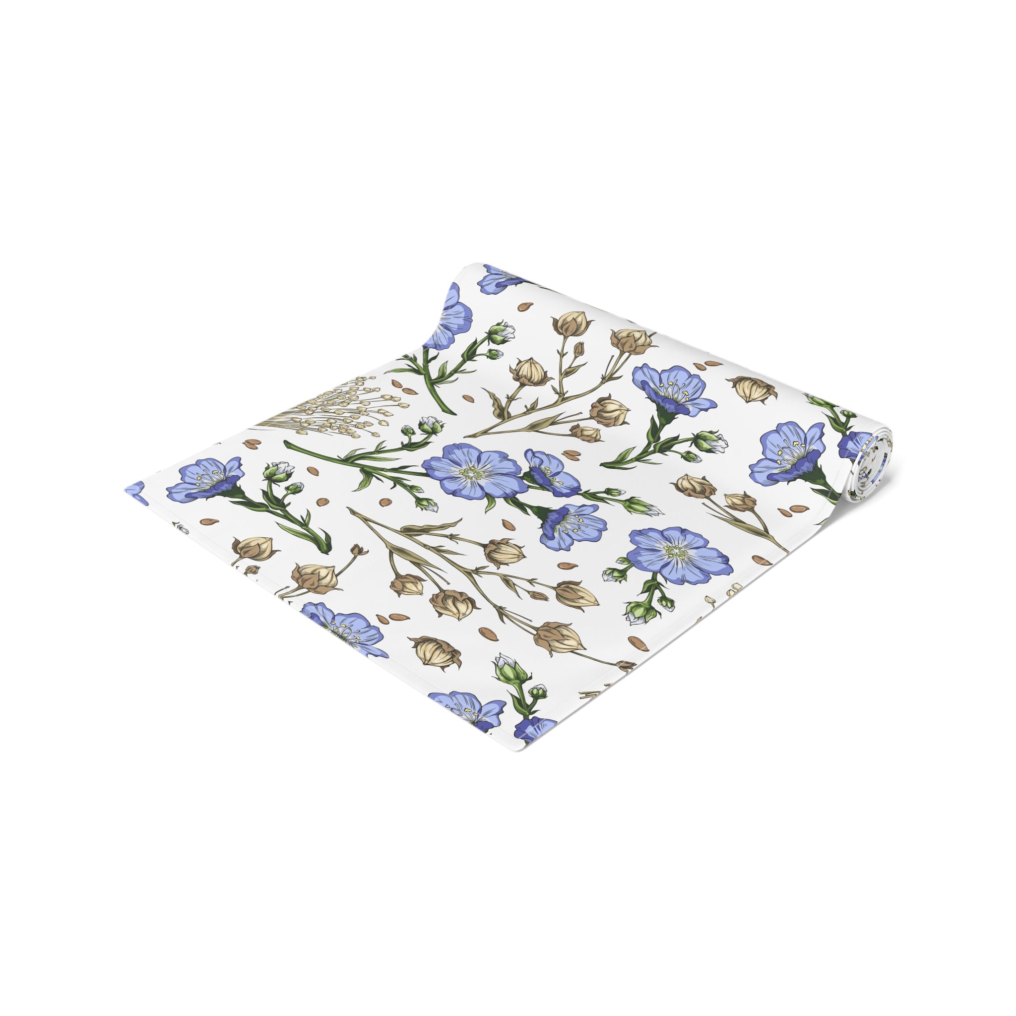 Blue Wildflower Table Runner — Floral Cotton-Blend Table Decor for Spring & Everyday