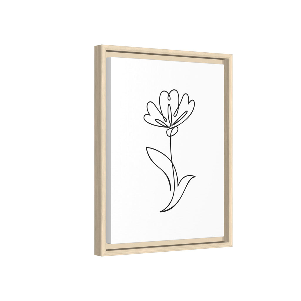 Minimal Floral Line Art Framed Canvas — Matte Multi-Color