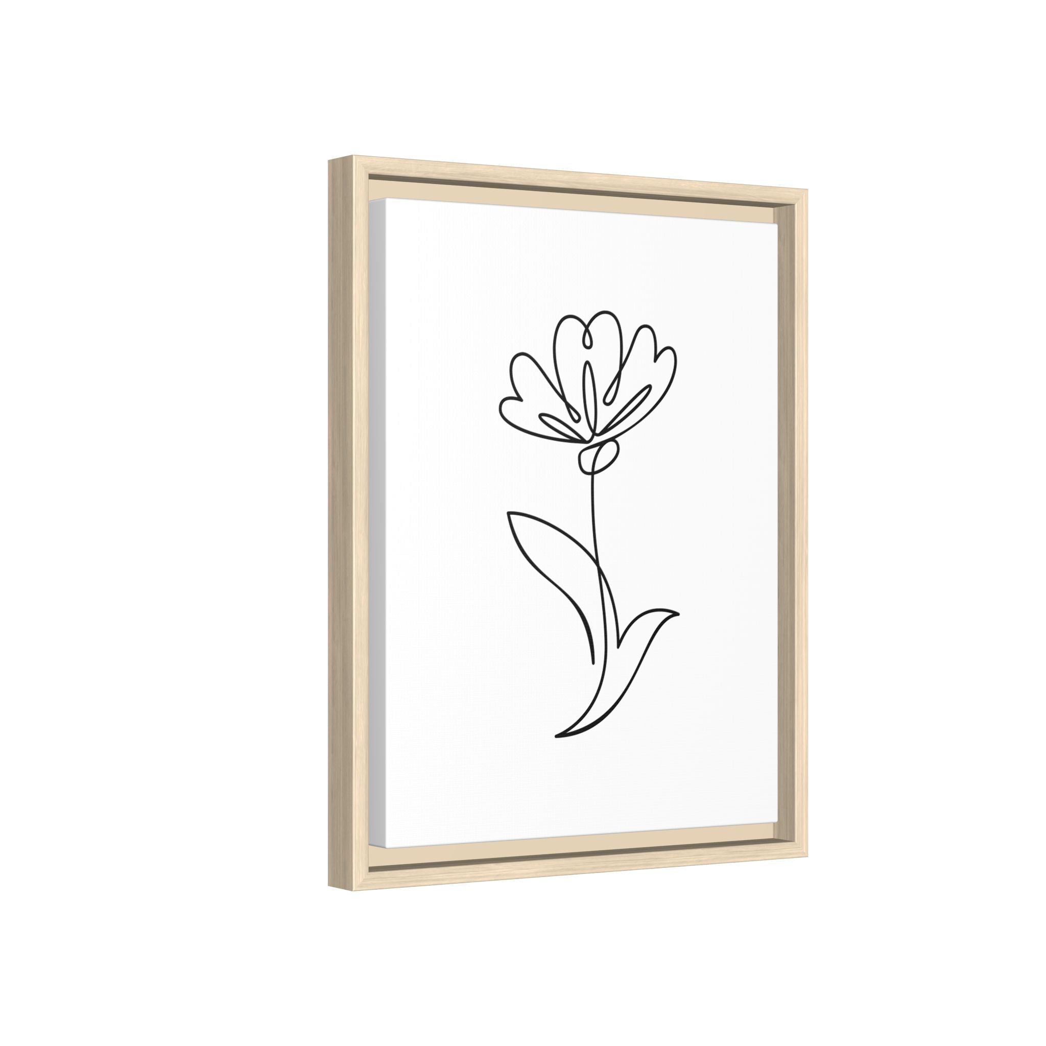 Minimal Floral Line Art Framed Canvas — Matte Multi-Color