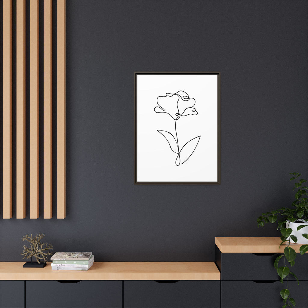 Minimal Line Art Flower Matte Canvas Framed Print