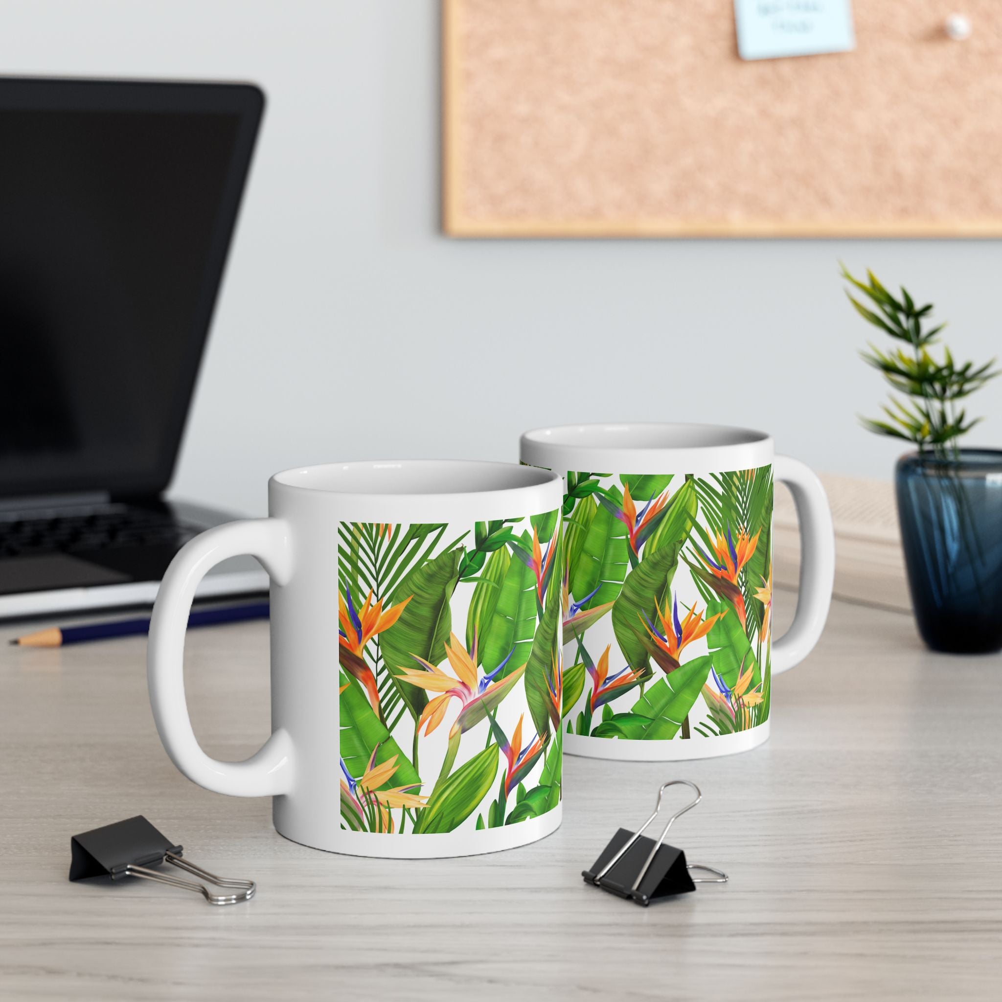 Bird of Paradise Strelitzia Ceramic Mug — Botanical Coffee Tea Cup (11oz/15oz)