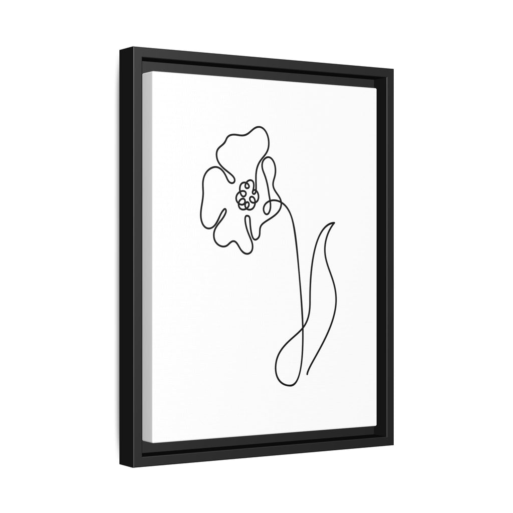 Daisy Line Art Framed Canvas Print — Minimal Botanical Wall Art