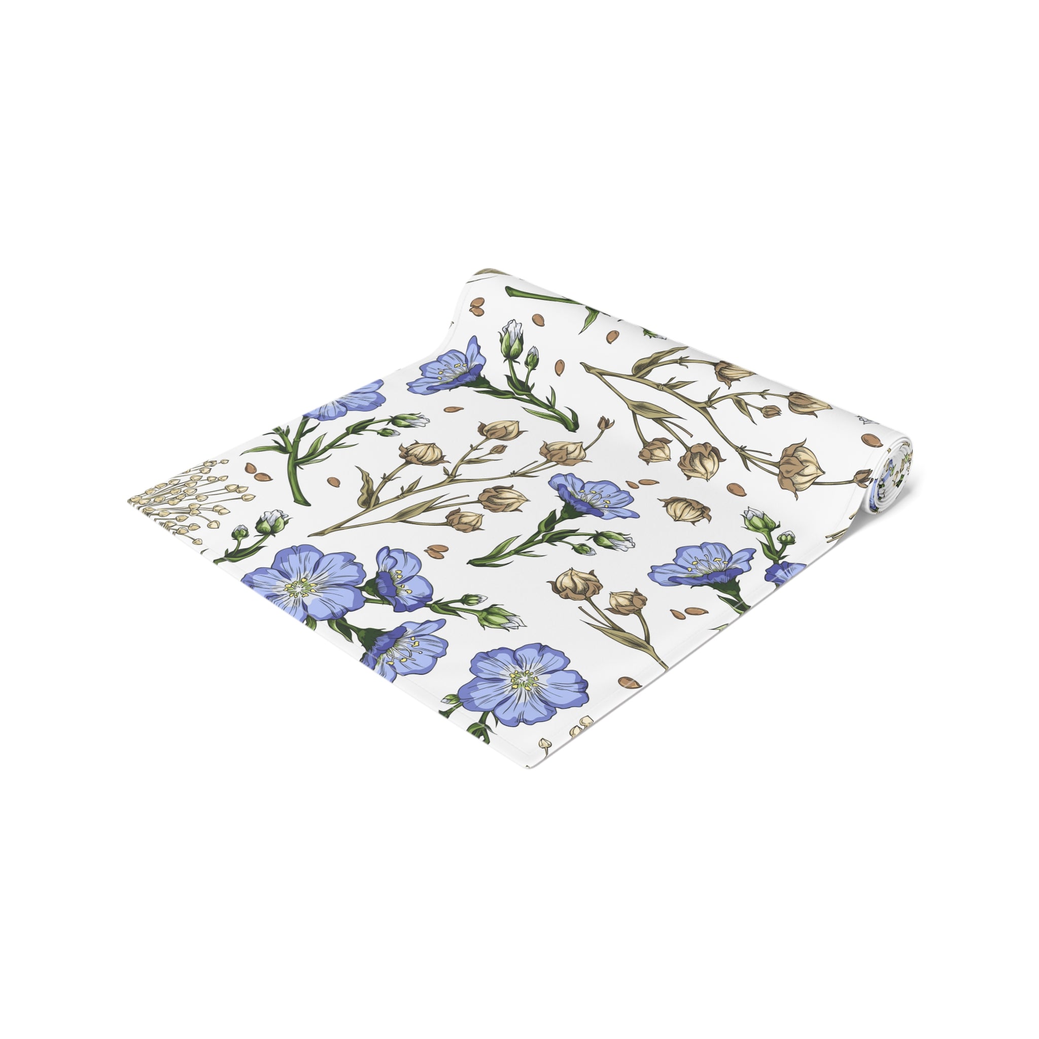 Blue Wildflower Table Runner — Floral Cotton-Blend Table Decor for Spring & Everyday