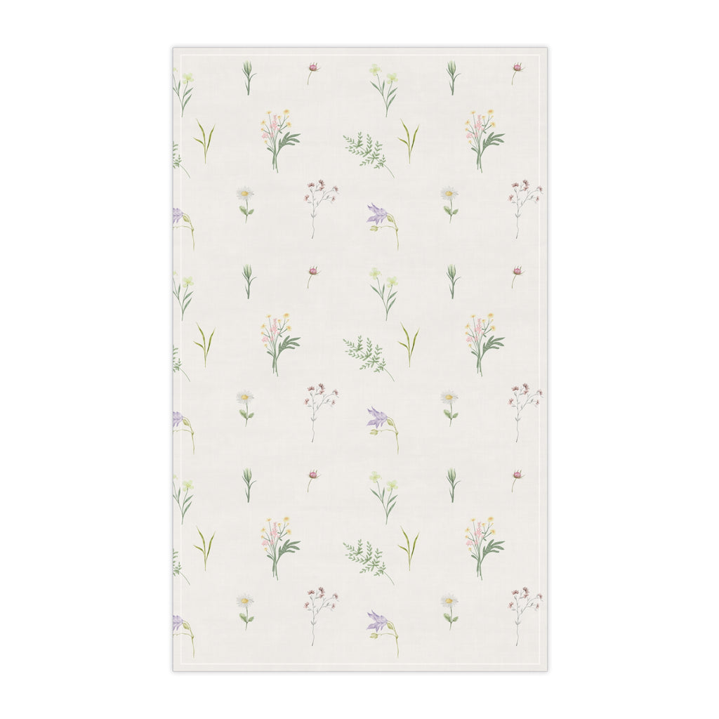 Floral Sprigs Cotton Tea Towel – Pastel Wildflower Kitchen Towel