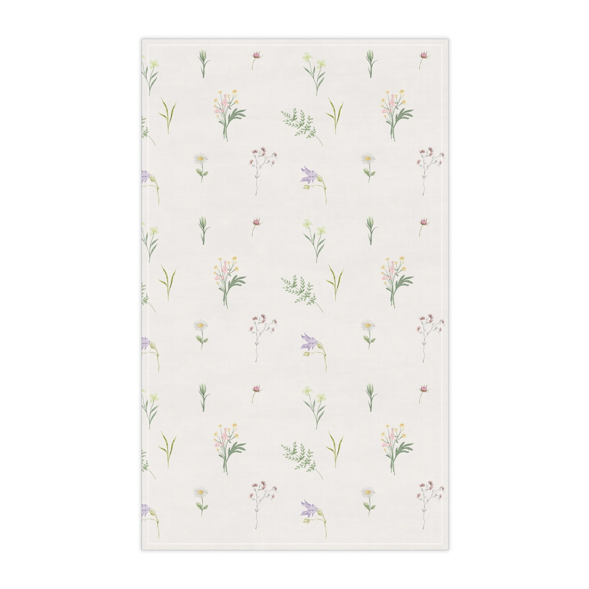 Floral Sprigs Cotton Tea Towel – Pastel Wildflower Kitchen Towel