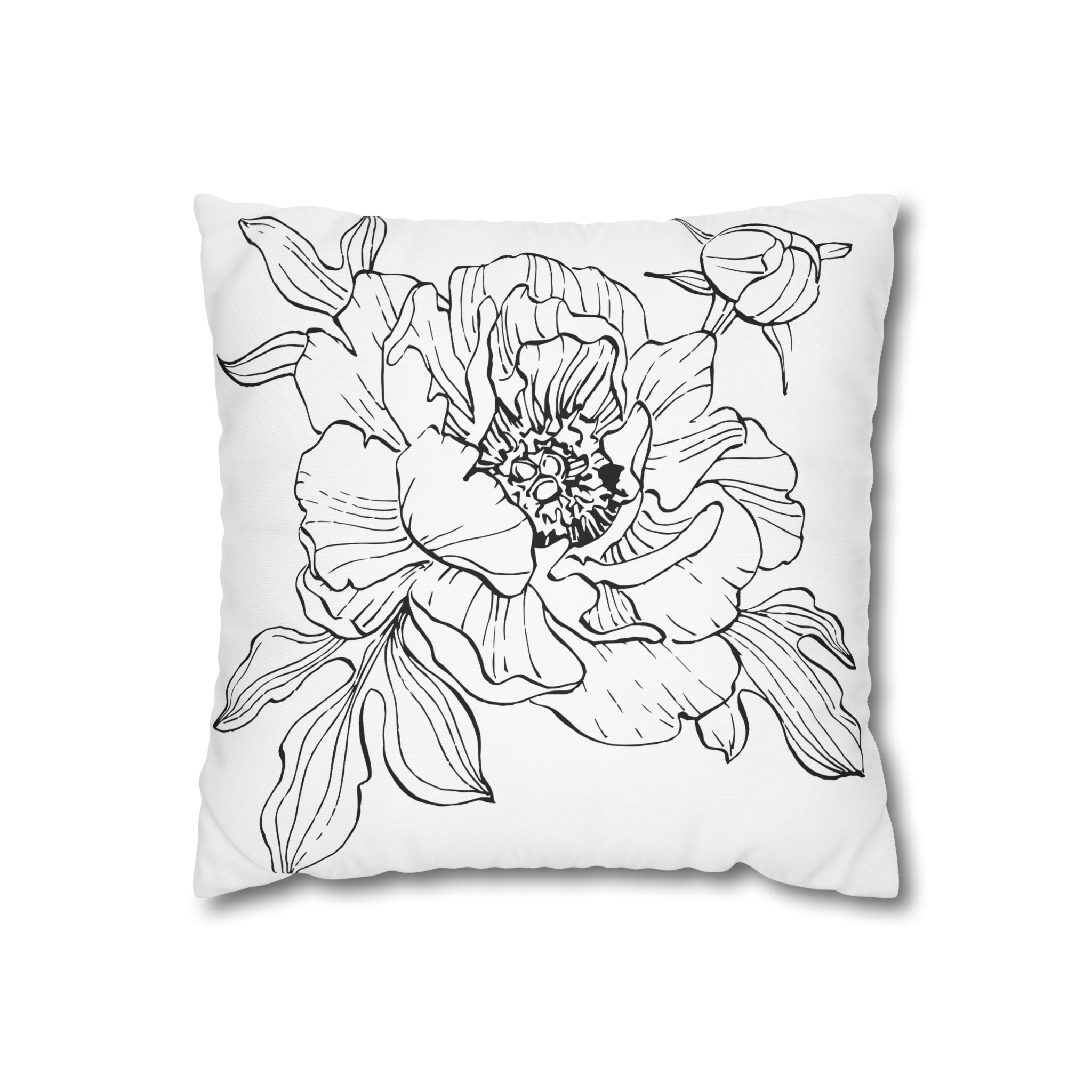 Floral Meadow Pillowcase — Bright Yellow Botanical Square Throw Pillow Cover