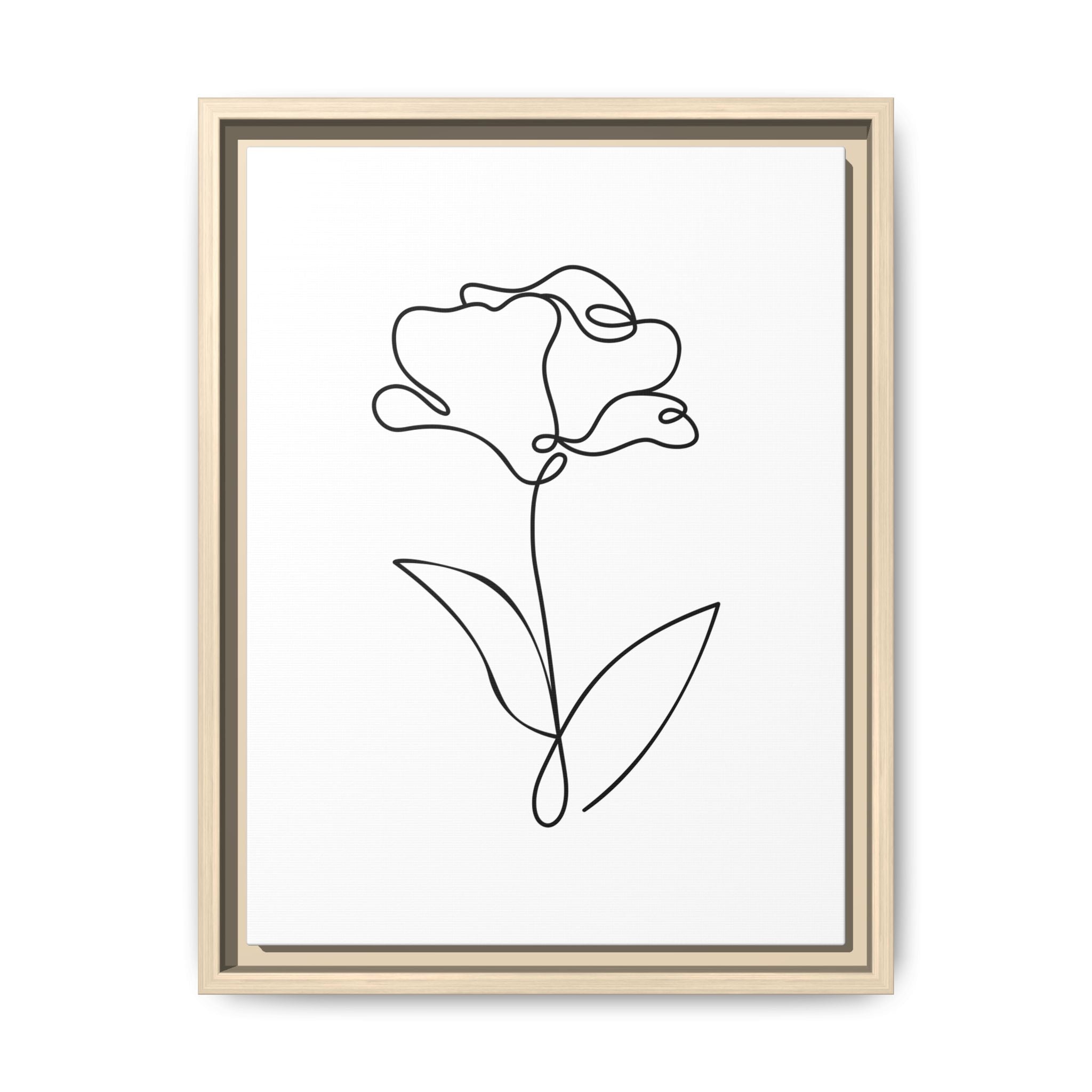 Minimal Line Art Flower Matte Canvas Framed Print