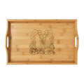 Engraved Bamboo Serving Tray — Heart Leaf Floral Design