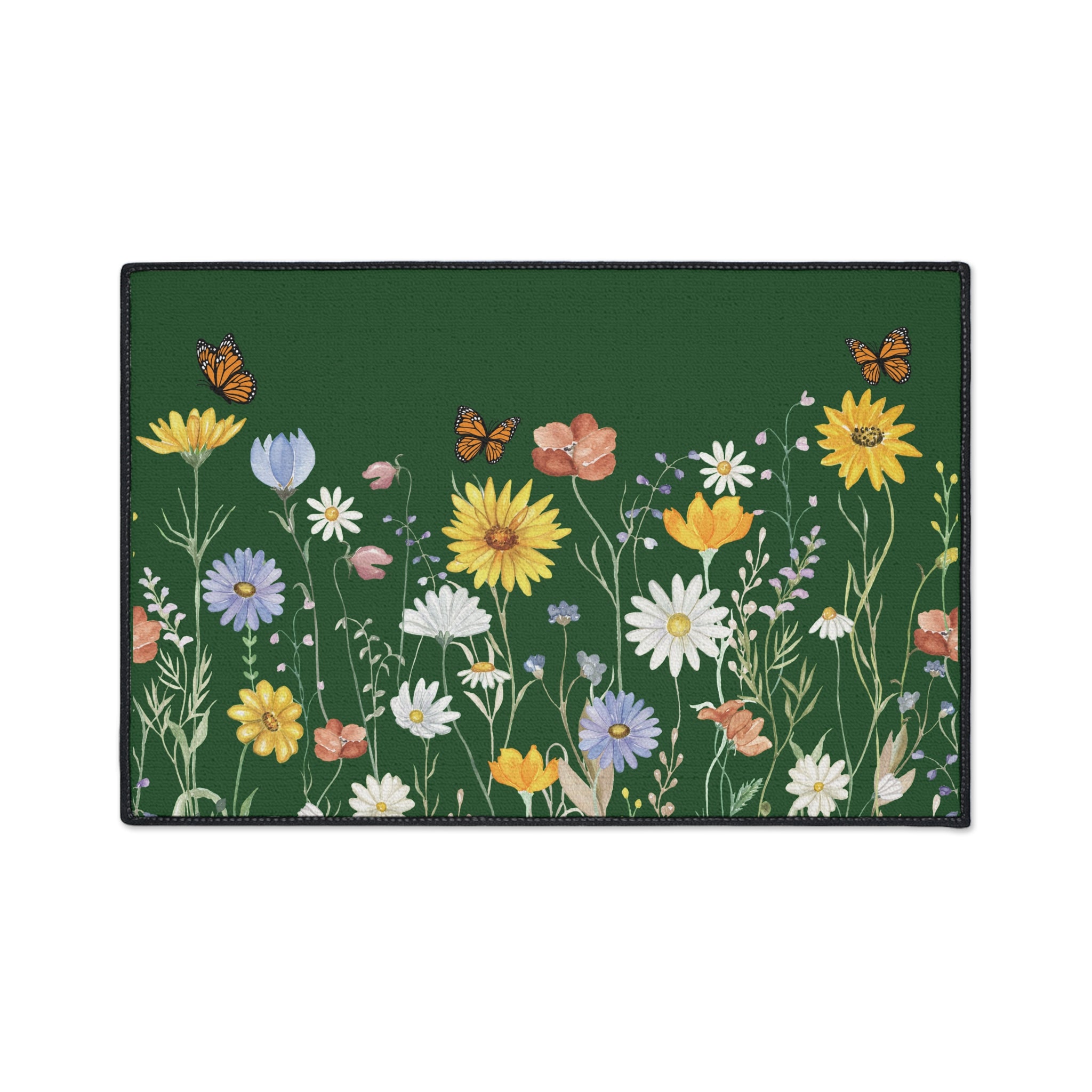 Wildflower & Butterfly Heavy Duty Floor Mat — Garden Welcome Door Rug