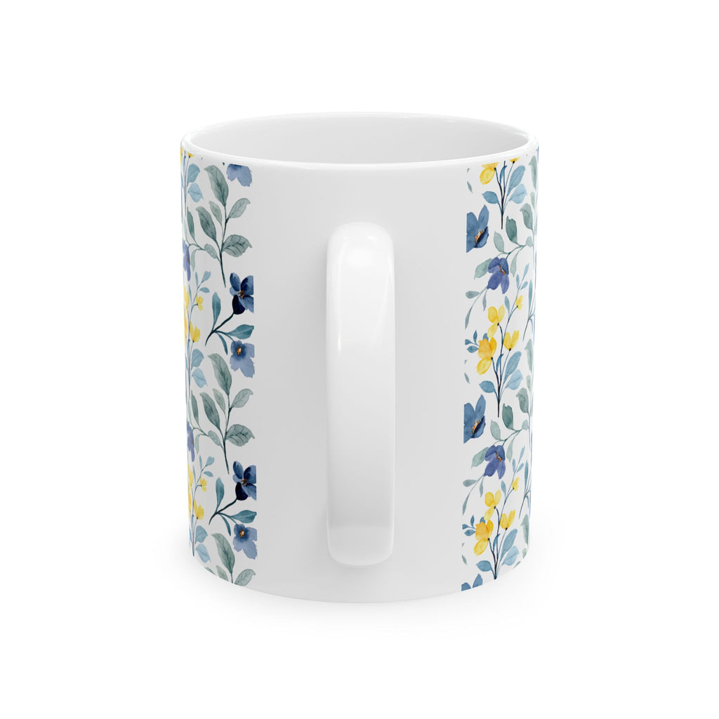 Blue & Yellow Floral Ceramic Mug — 11oz/15oz