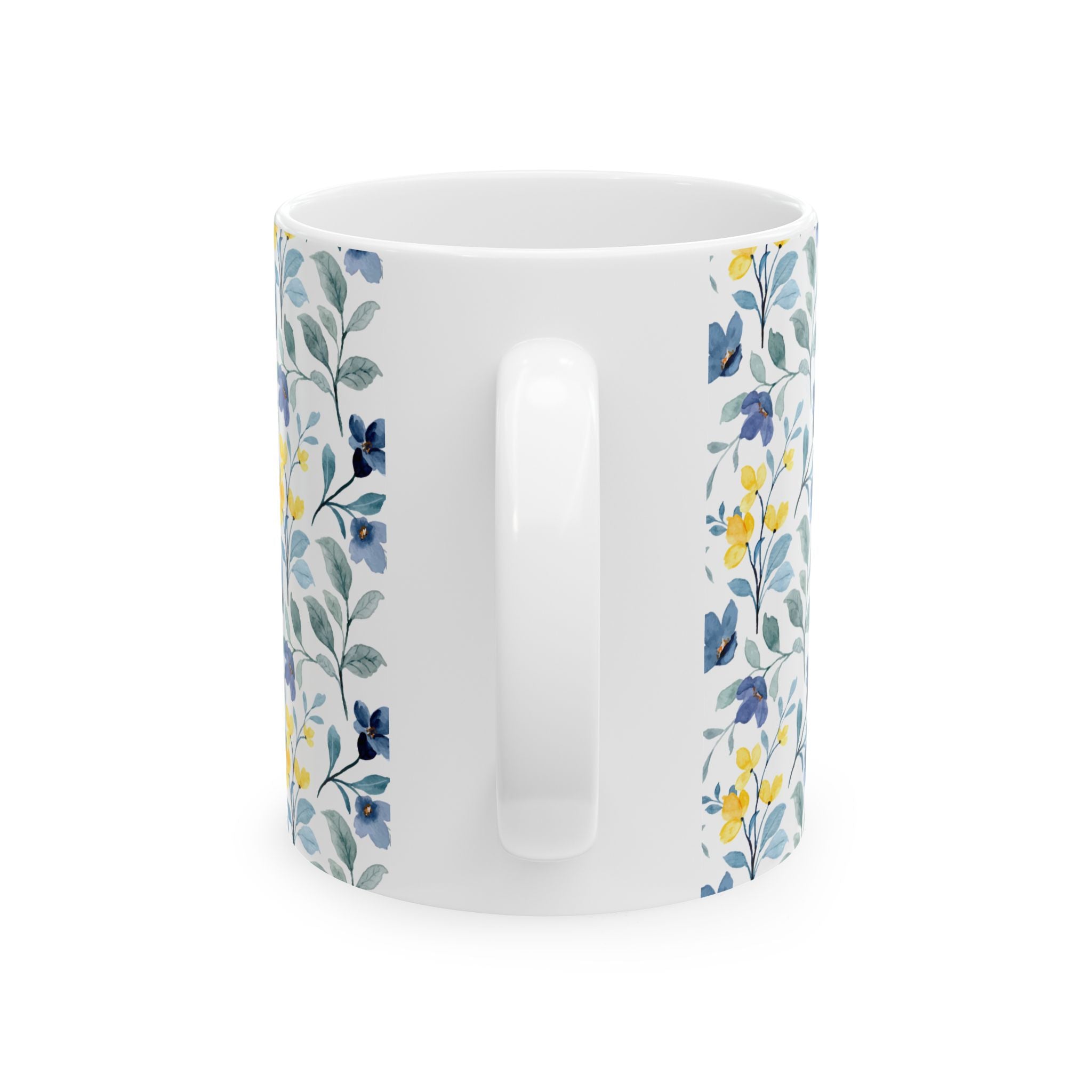 Blue & Yellow Floral Ceramic Mug — 11oz/15oz