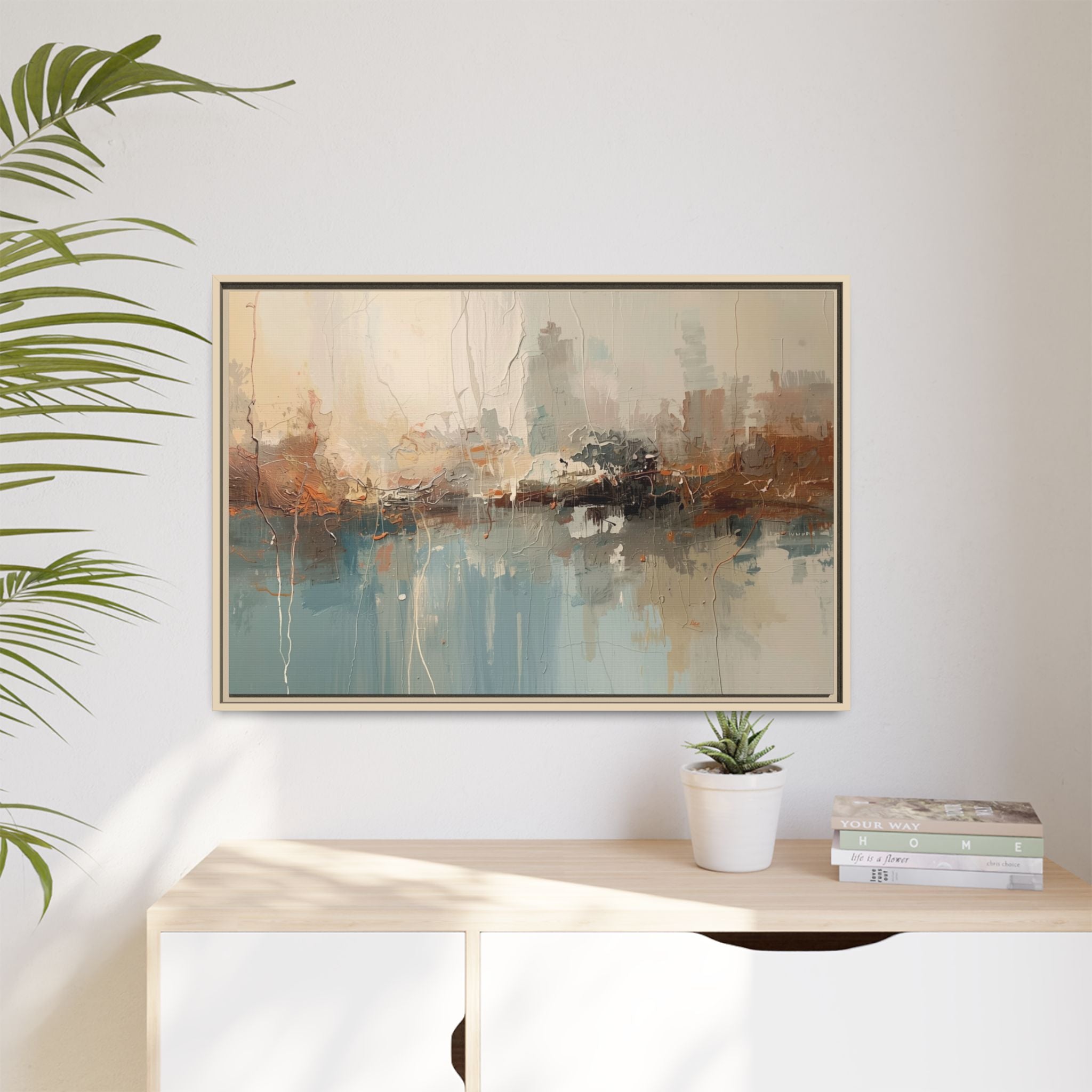 Serene Watercolour Abstract Canvas Print – Matte Framed Wall Art