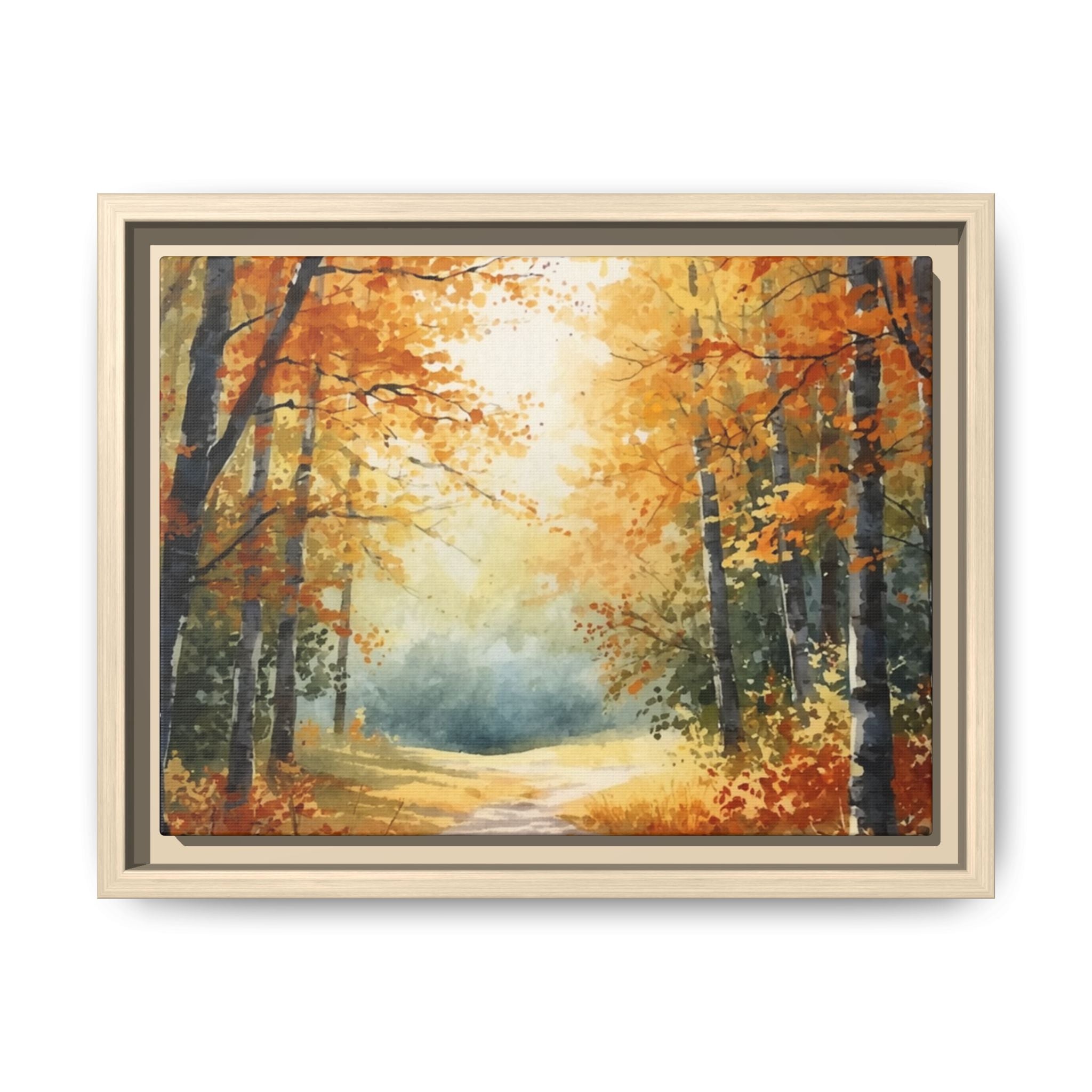 Autumn Forest Framed Canvas Wall Art — Matte Multi-Color