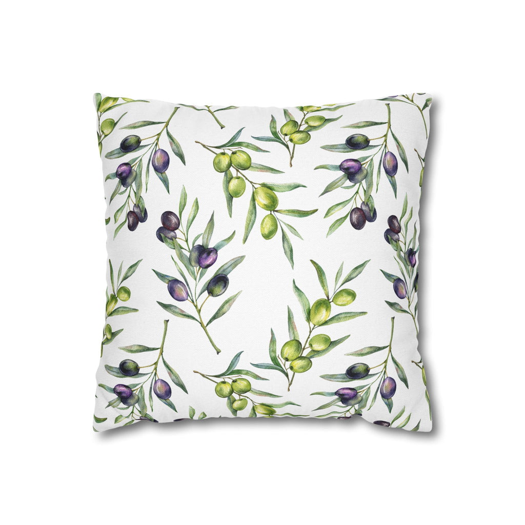 Olive Branch Decorative Pillowcase - Watercolor Mediterranean Throw Pillow Cover