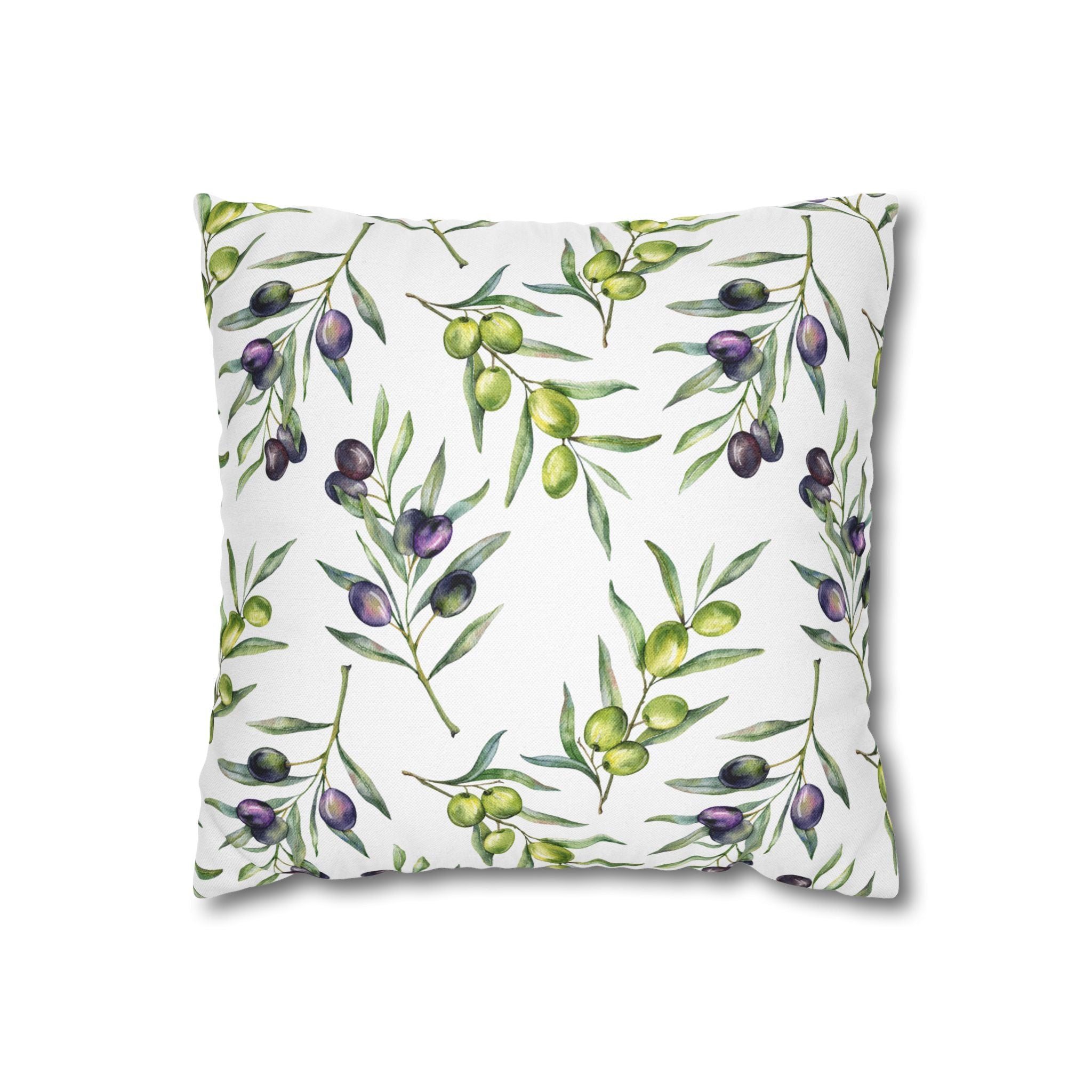 Olive Branch Decorative Pillowcase - Watercolor Mediterranean Throw Pillow Cover