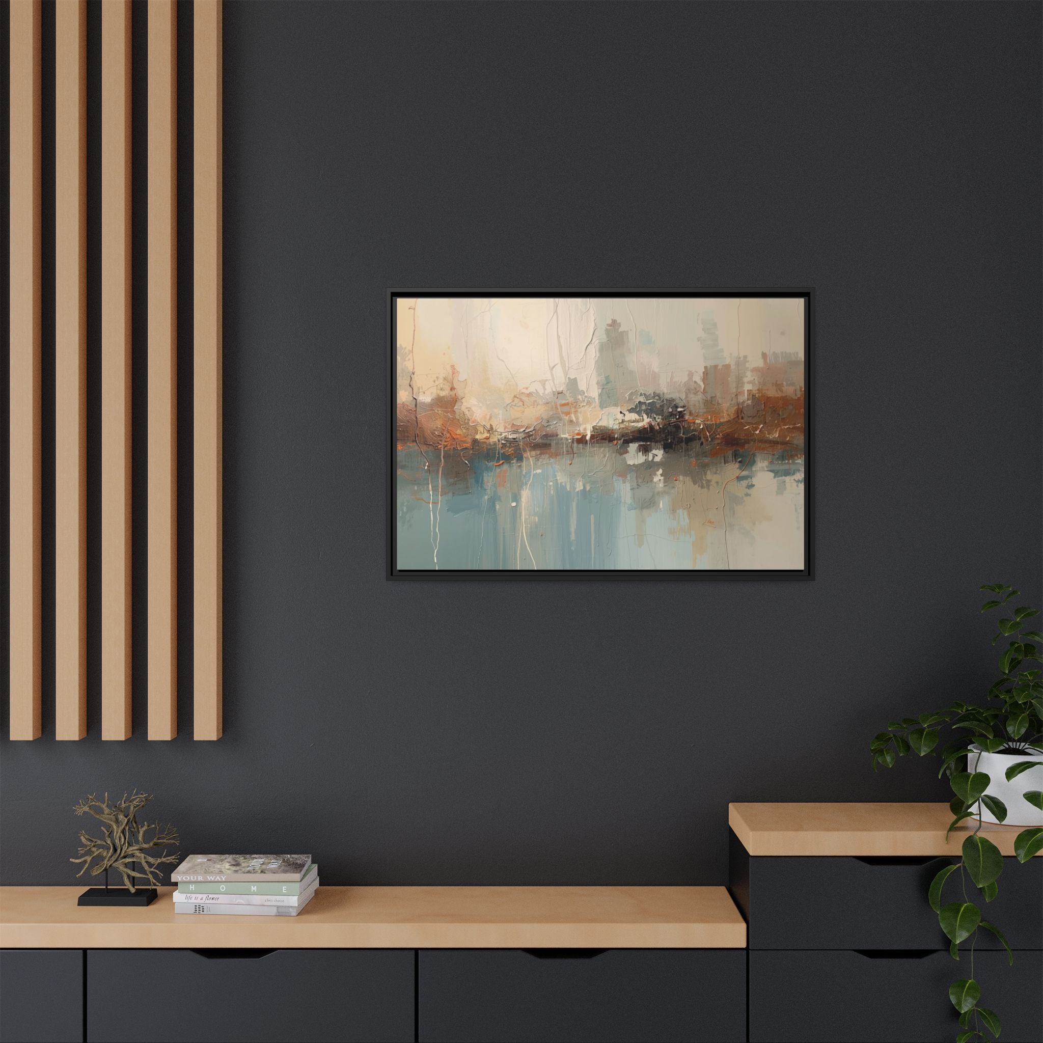 Serene Watercolour Abstract Canvas Print – Matte Framed Wall Art