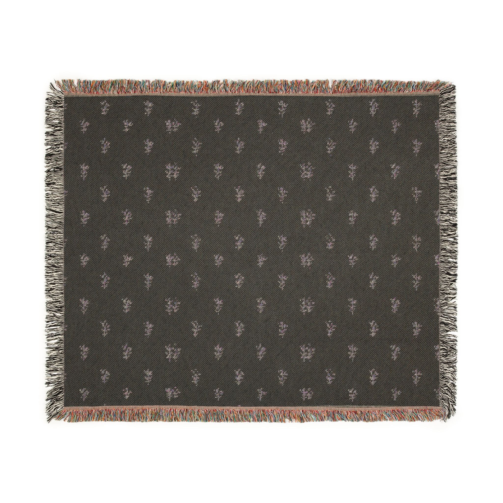 Woven Throw Blanket — Reversible Boho Diamond & Floral Pattern with Fringe