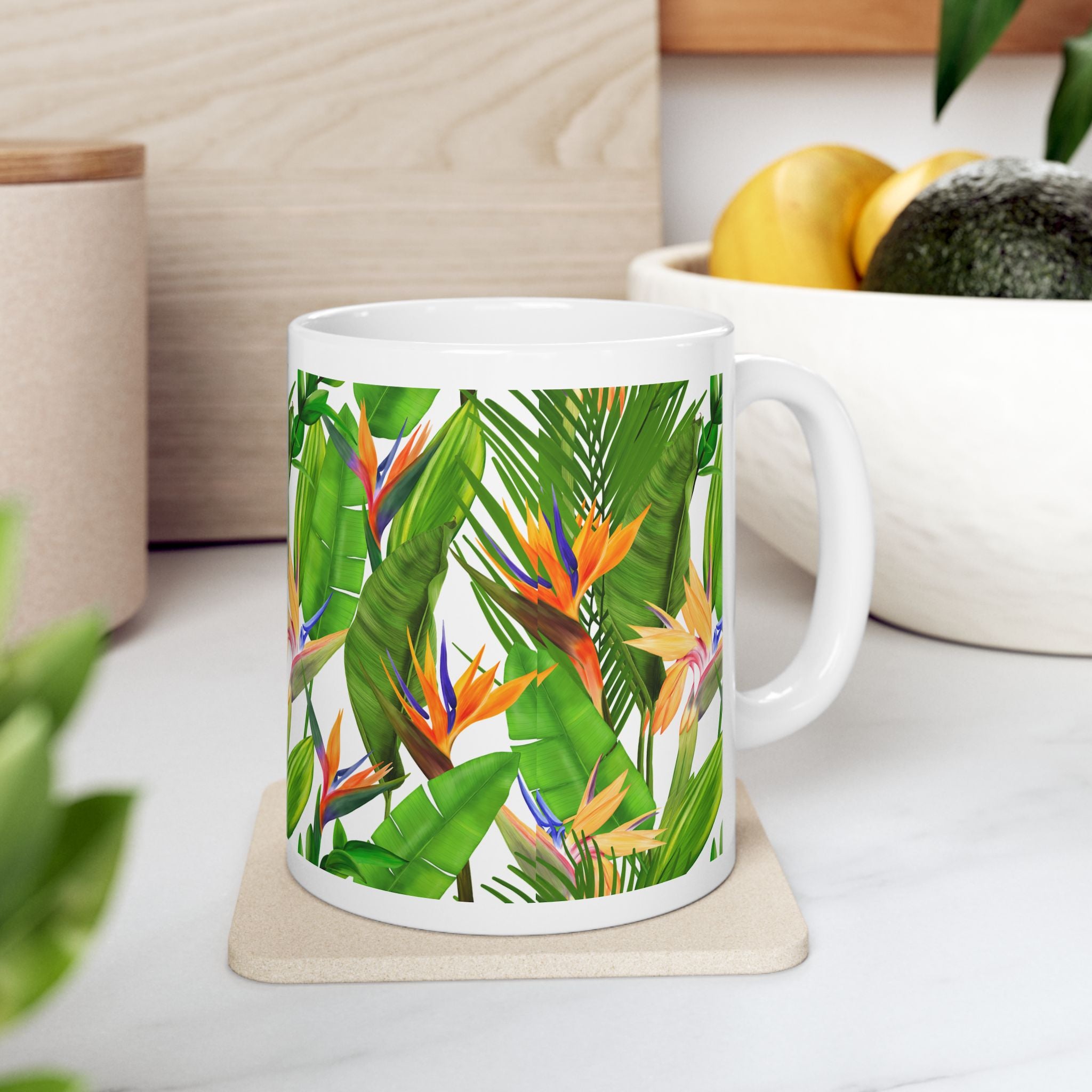 Bird of Paradise Strelitzia Ceramic Mug — Botanical Coffee Tea Cup (11oz/15oz)