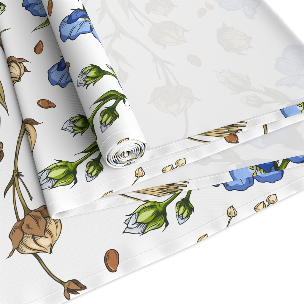 Blue Wildflower Table Runner — Floral Cotton-Blend Table Decor for Spring & Everyday