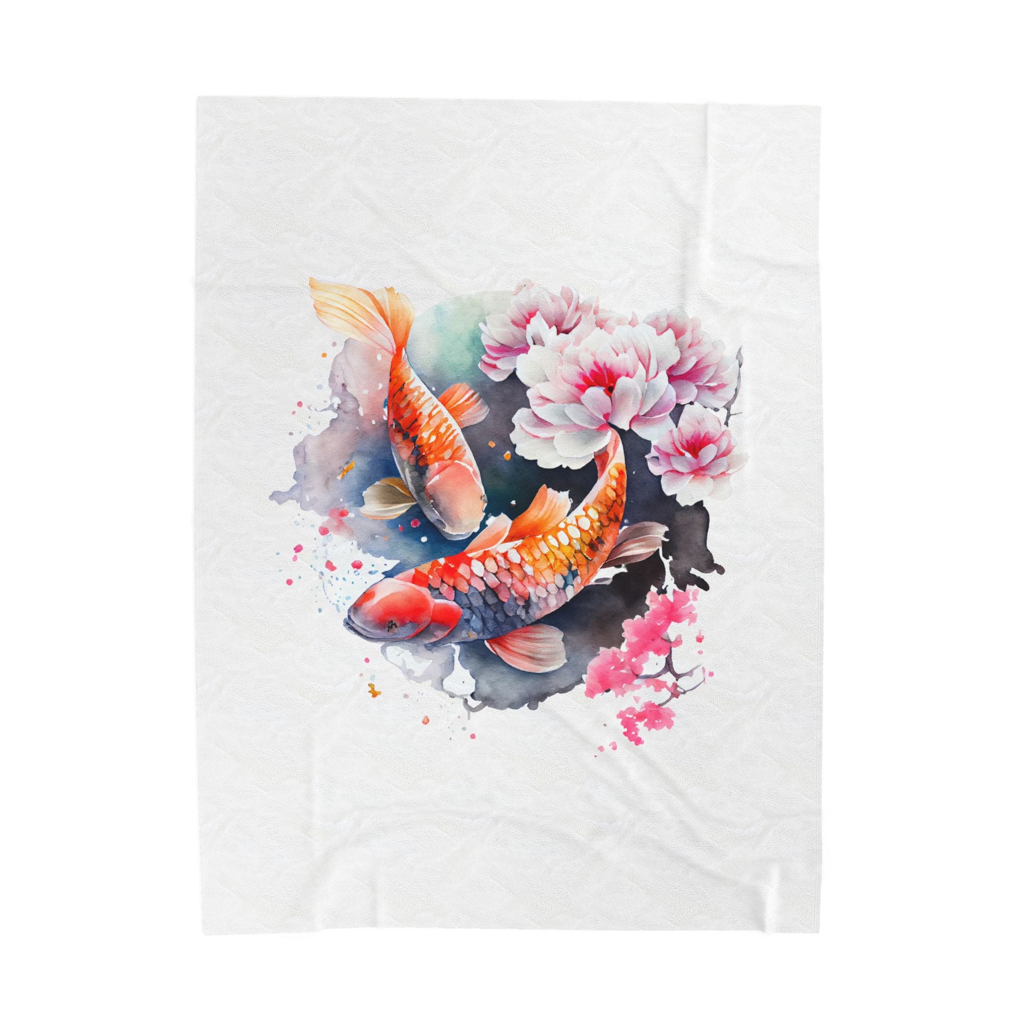 Koi Pond Velveteen Plush Blanket — Soft Koi Fish Throw