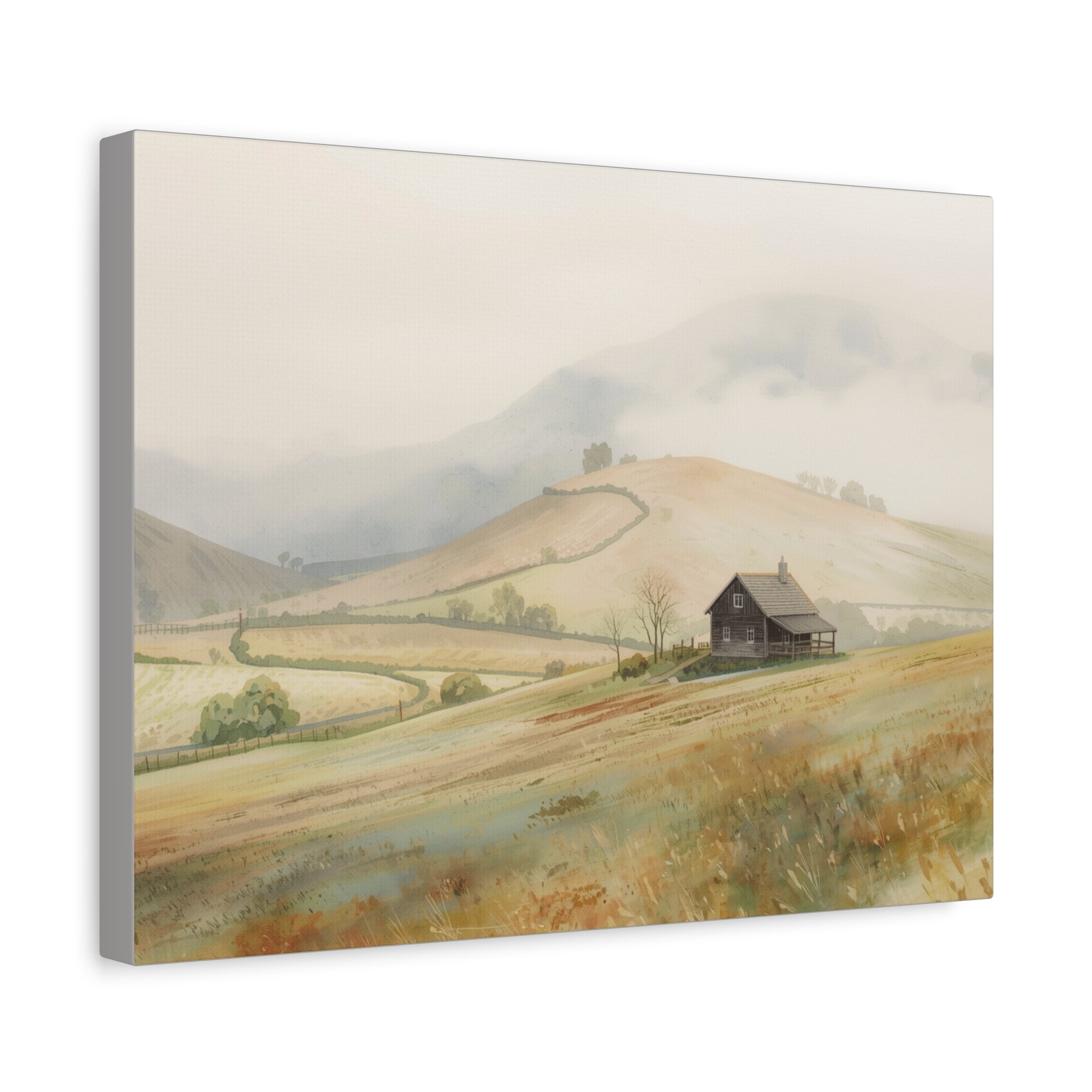 Rustic Morning Farm Landscape Canvas Print — Matte Stretched Wall Art