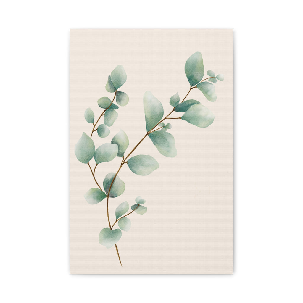 Botanical Watercolor Canvas Print — Green Leaf Wall Art (Matte Stretched)