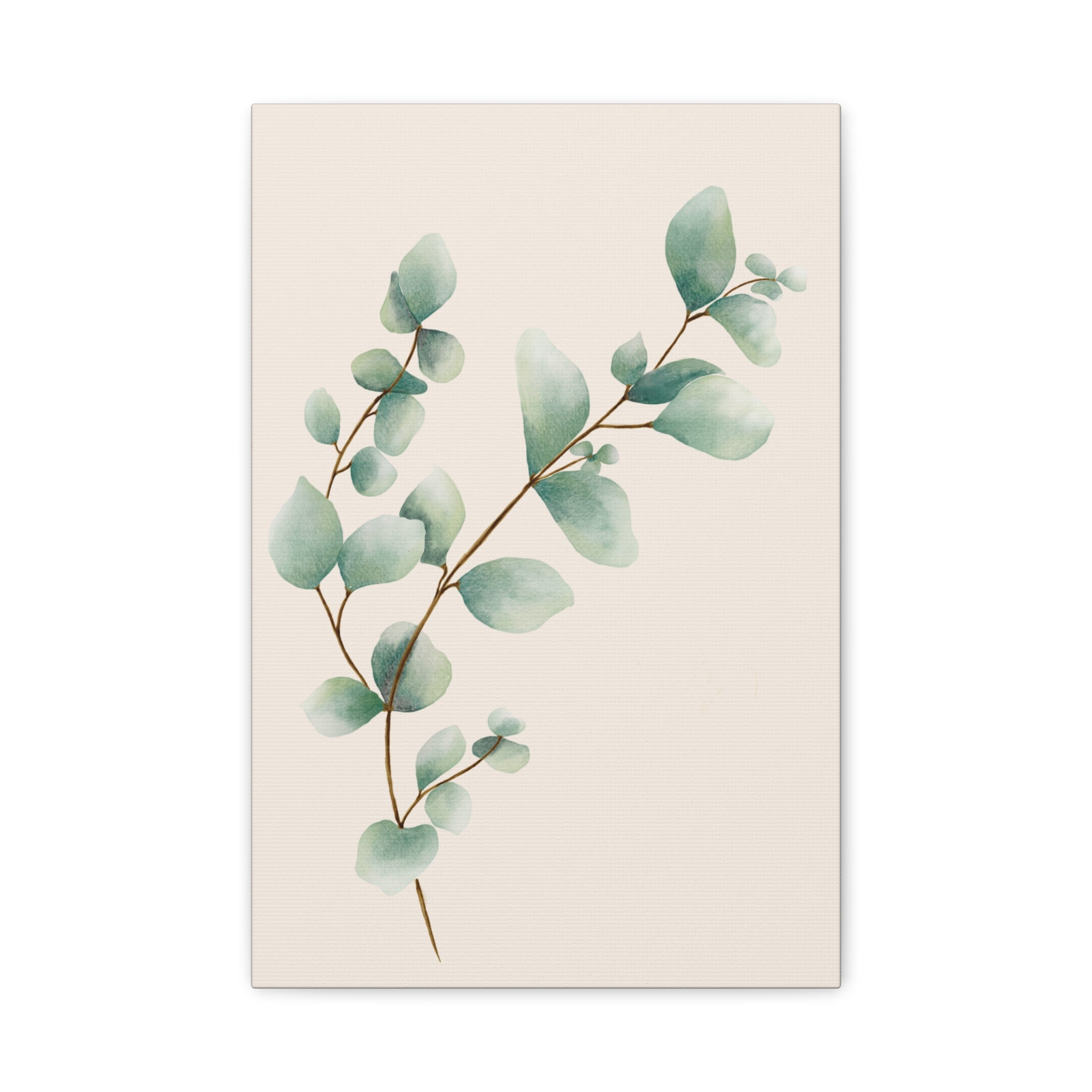 Botanical Watercolor Canvas Print — Green Leaf Wall Art (Matte Stretched)