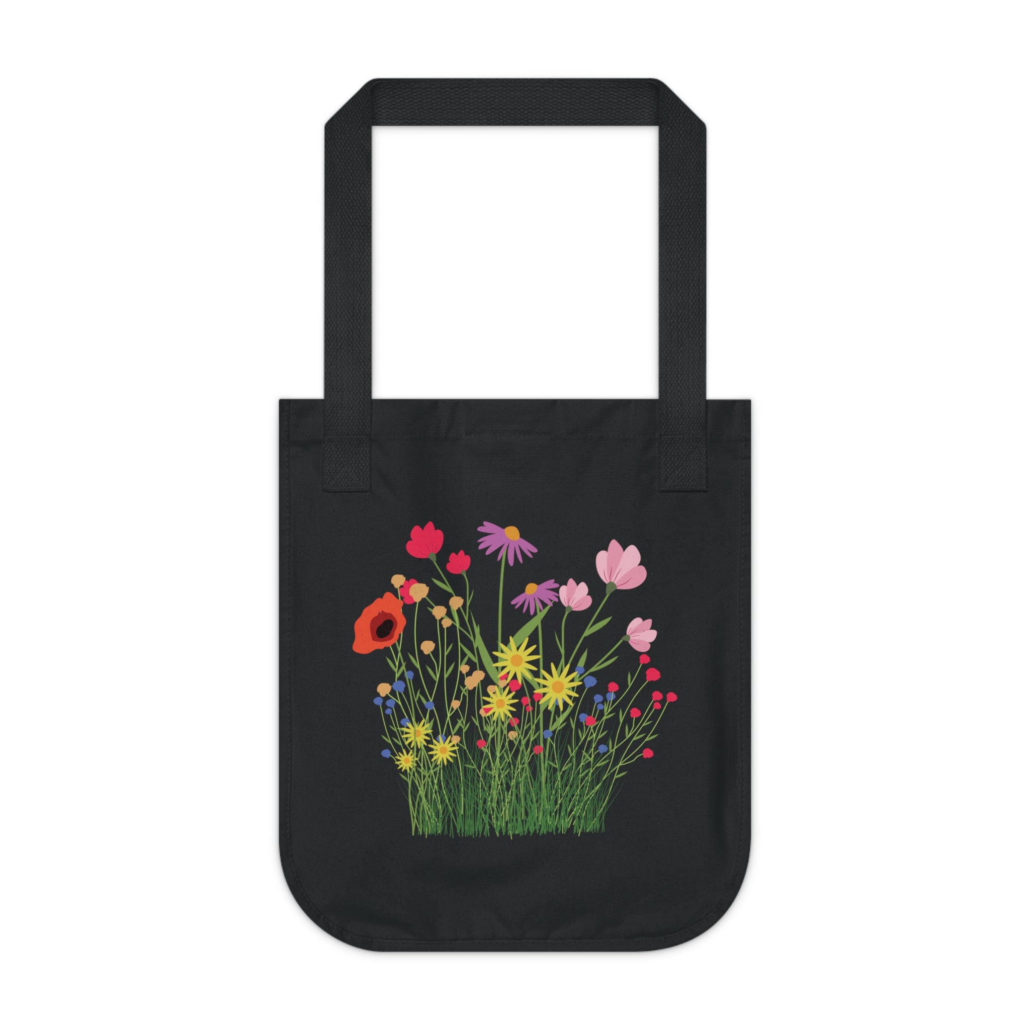 Canvas Tote Bag — Wildflower Garden Floral Print Organic Market Tote