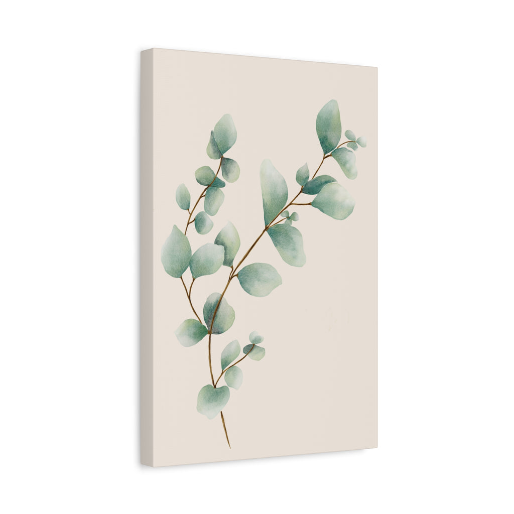 Botanical Watercolor Canvas Print — Green Leaf Wall Art (Matte Stretched)