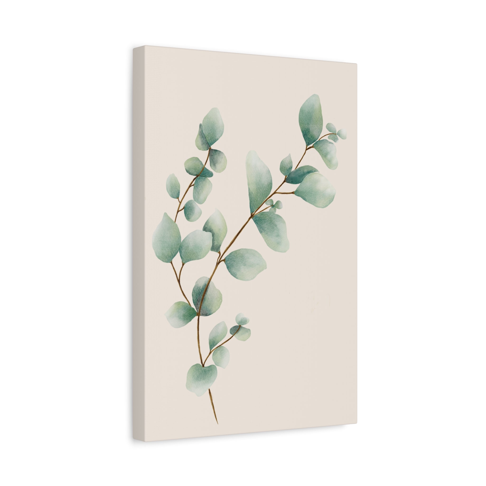 Botanical Watercolor Canvas Print — Green Leaf Wall Art (Matte Stretched)