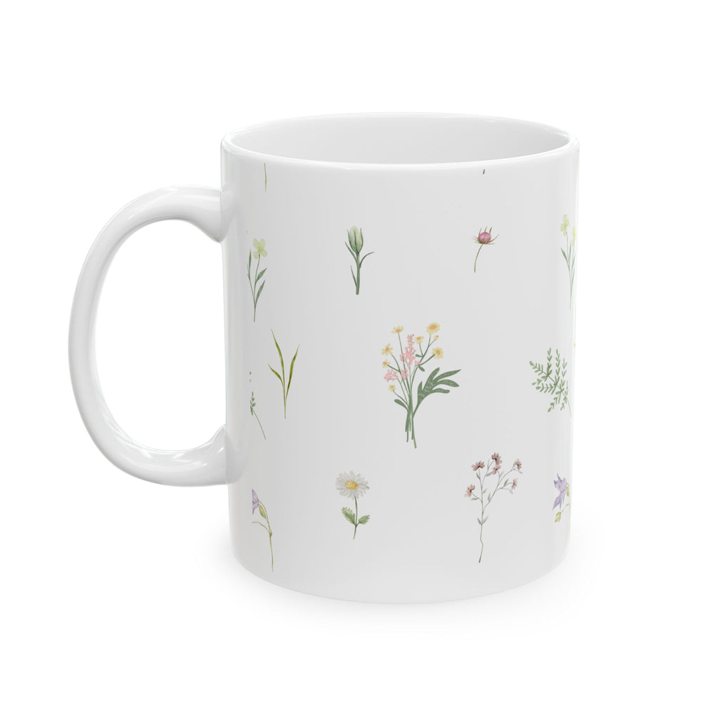 Floral Herbfield Ceramic Mug — Delicate Wildflower Pattern (11oz & 15oz)