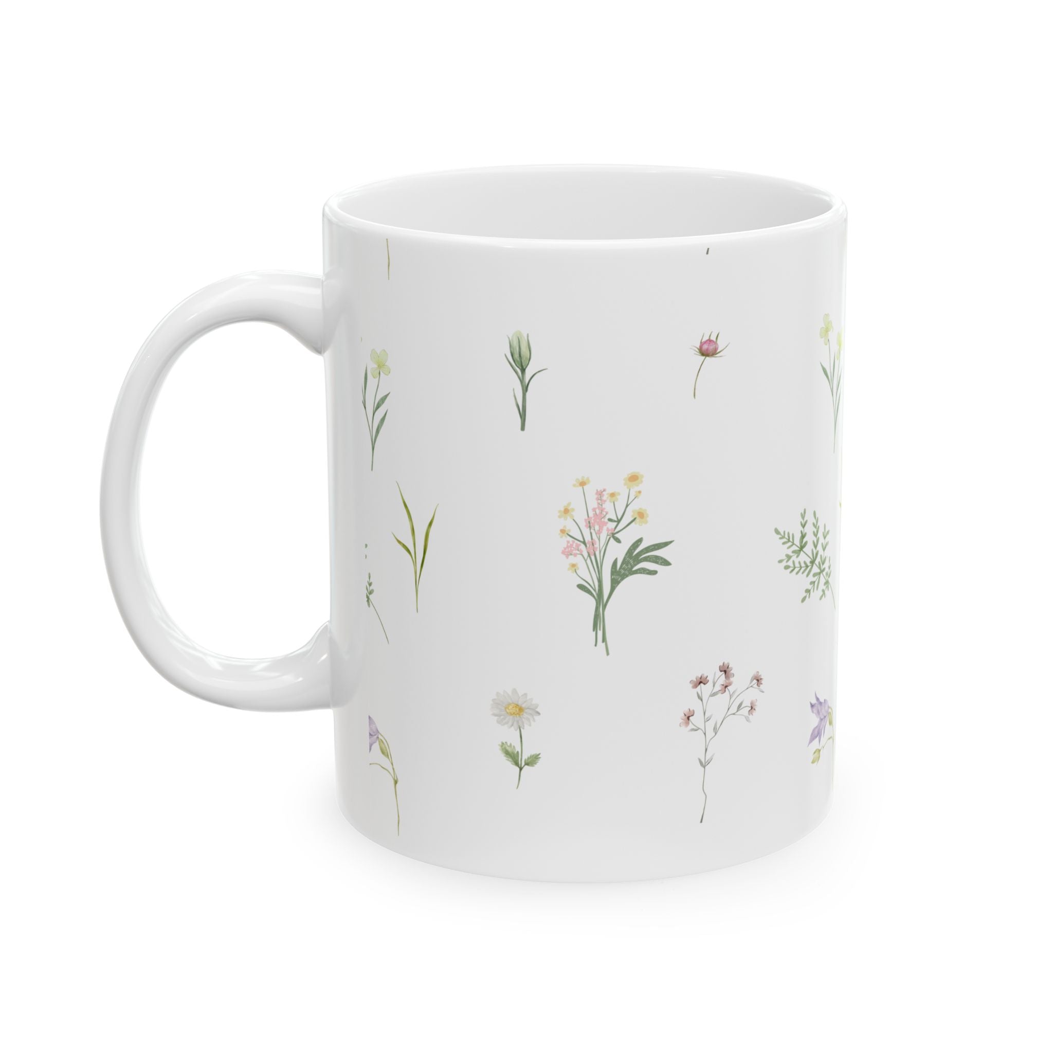 Floral Herbfield Ceramic Mug — Delicate Wildflower Pattern (11oz & 15oz)