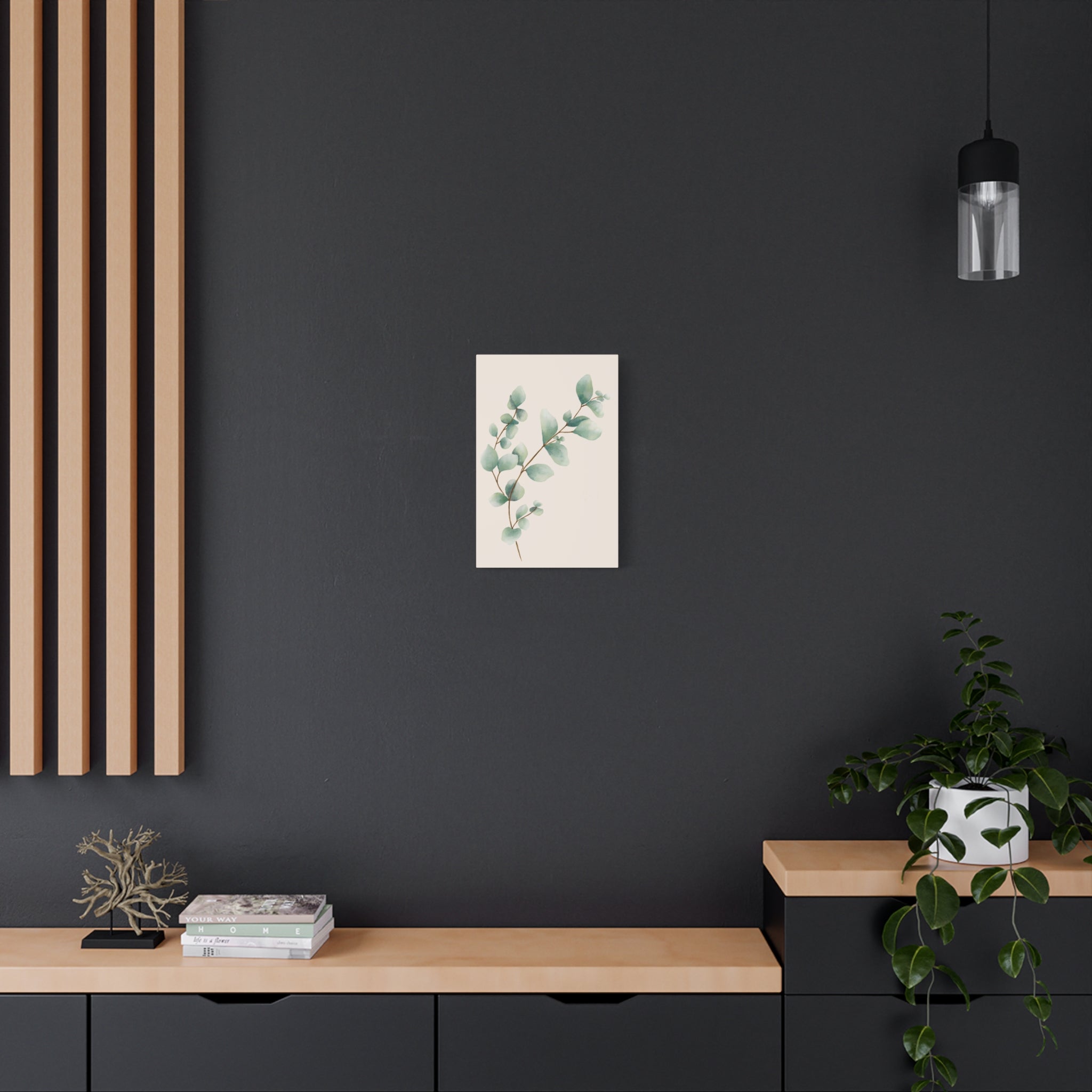 Botanical Watercolor Canvas Print — Green Leaf Wall Art (Matte Stretched)