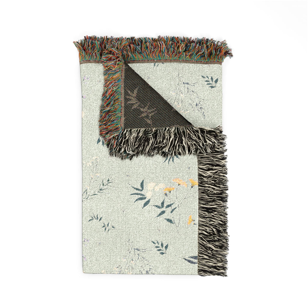 Floral Woven Blanket — Reversible Vintage Botanical Throw for Living Room & Bedroom