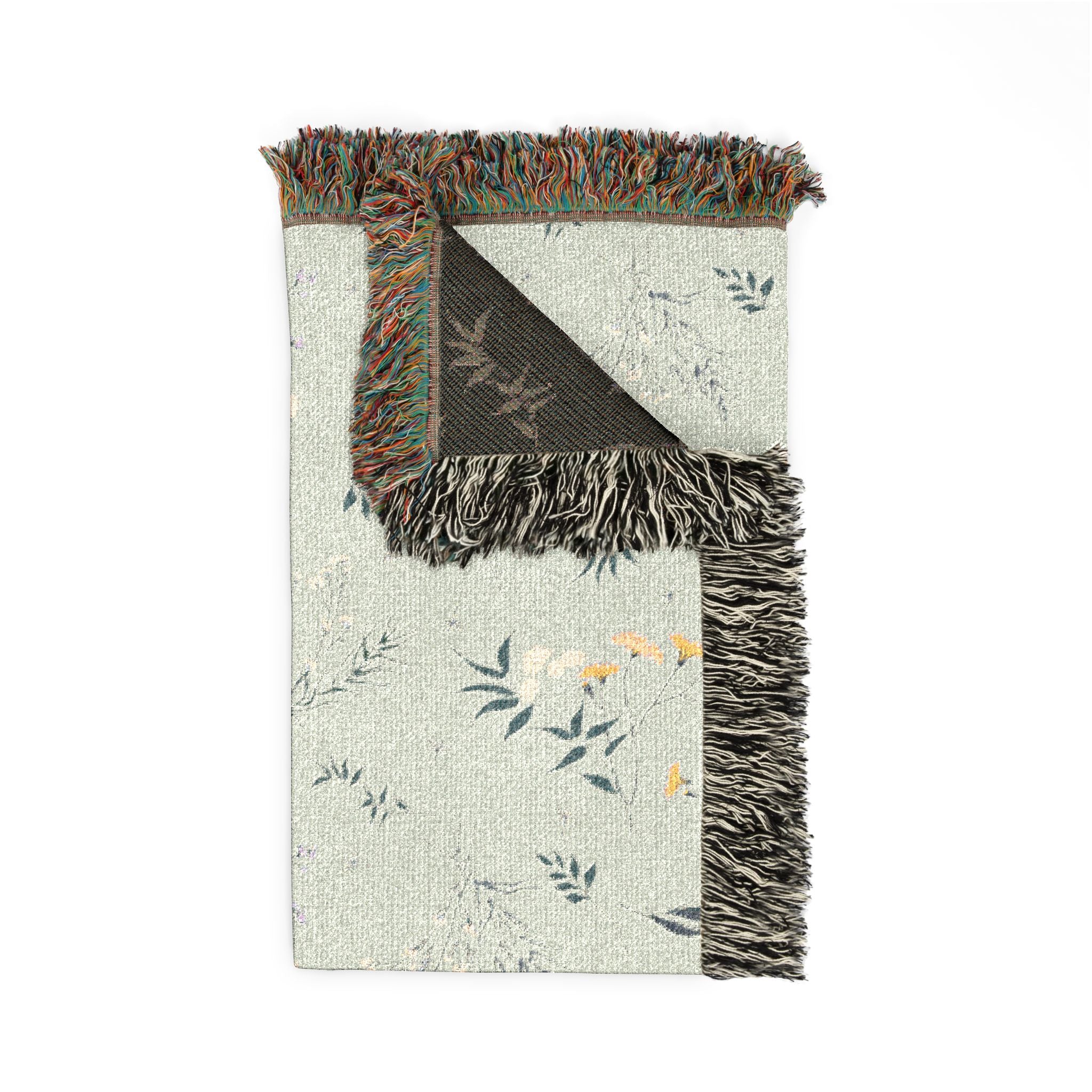 Floral Woven Blanket — Reversible Vintage Botanical Throw for Living Room & Bedroom