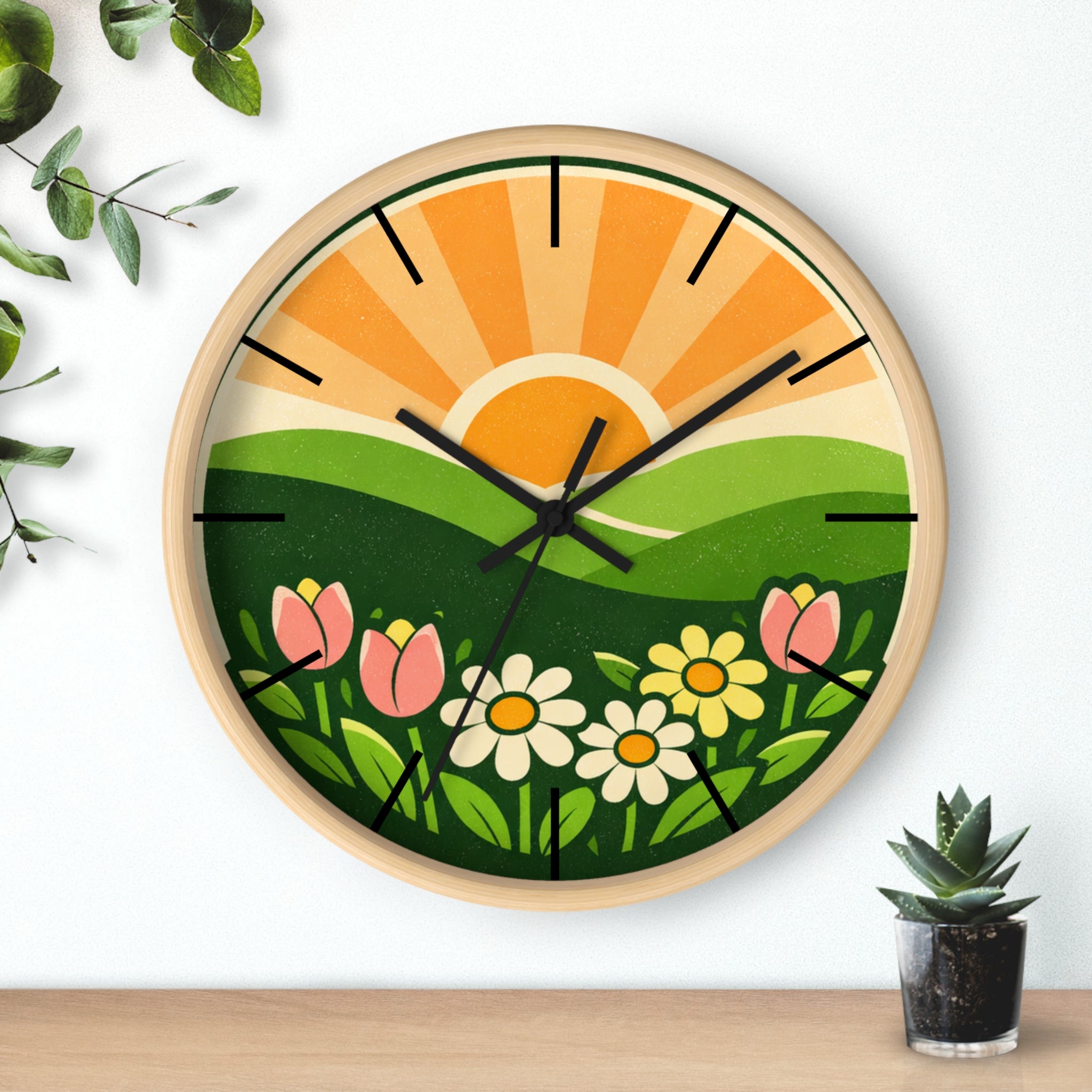 Boho Sunrise Wall Clock — Bohemian Sunrise Decorative Clock